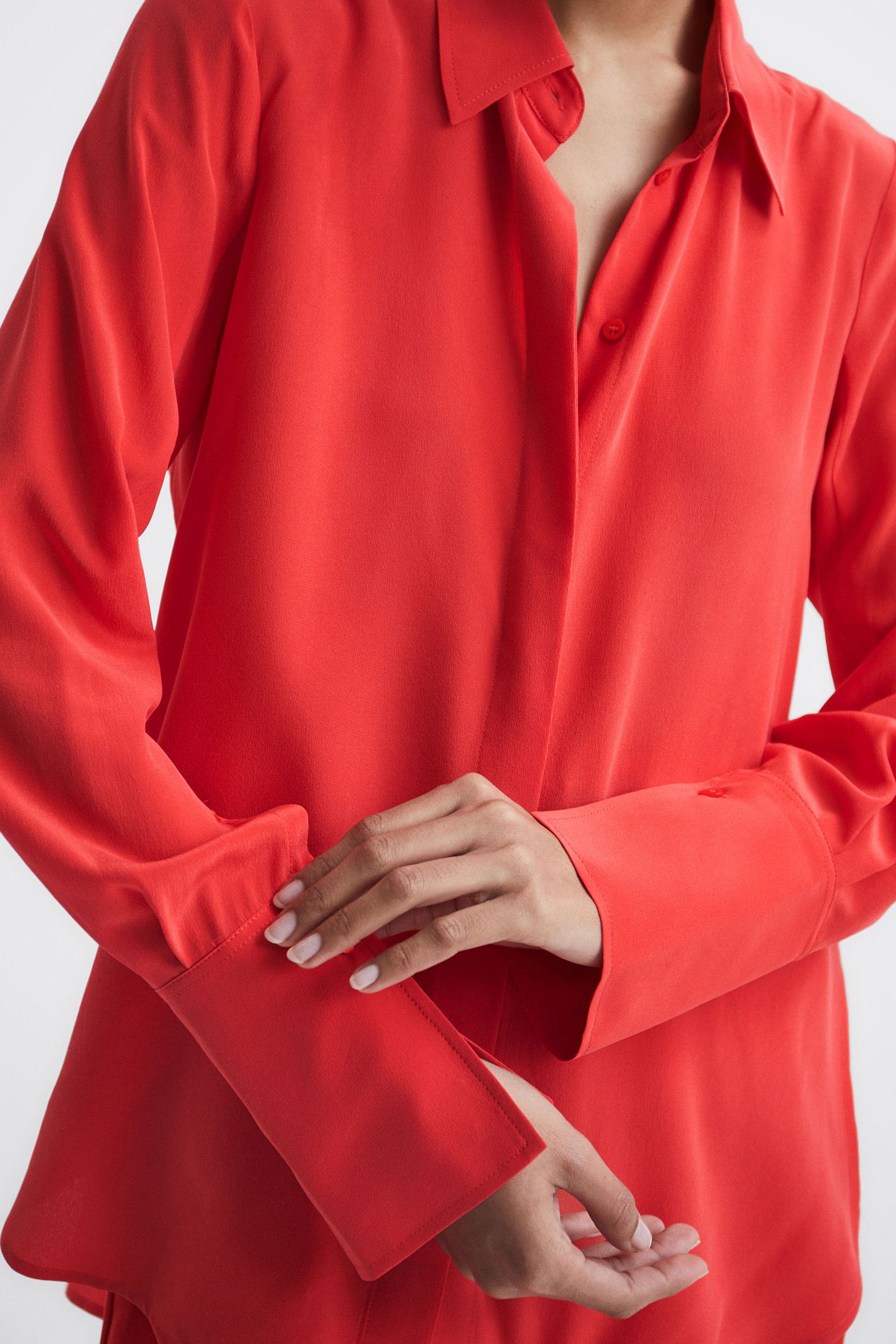 KIA MATTE SILK BLOUSE — CORAL 7