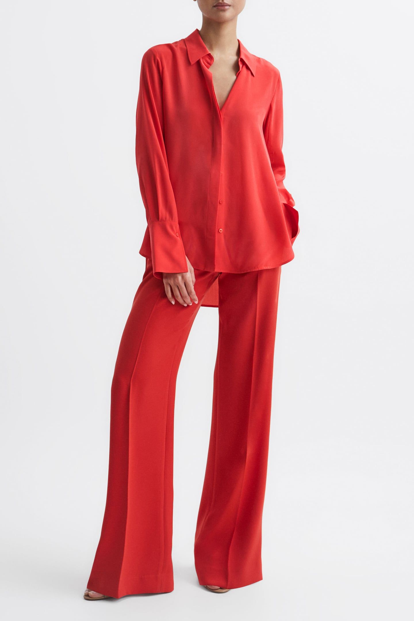 KIA MATTE SILK BLOUSE — CORAL 5
