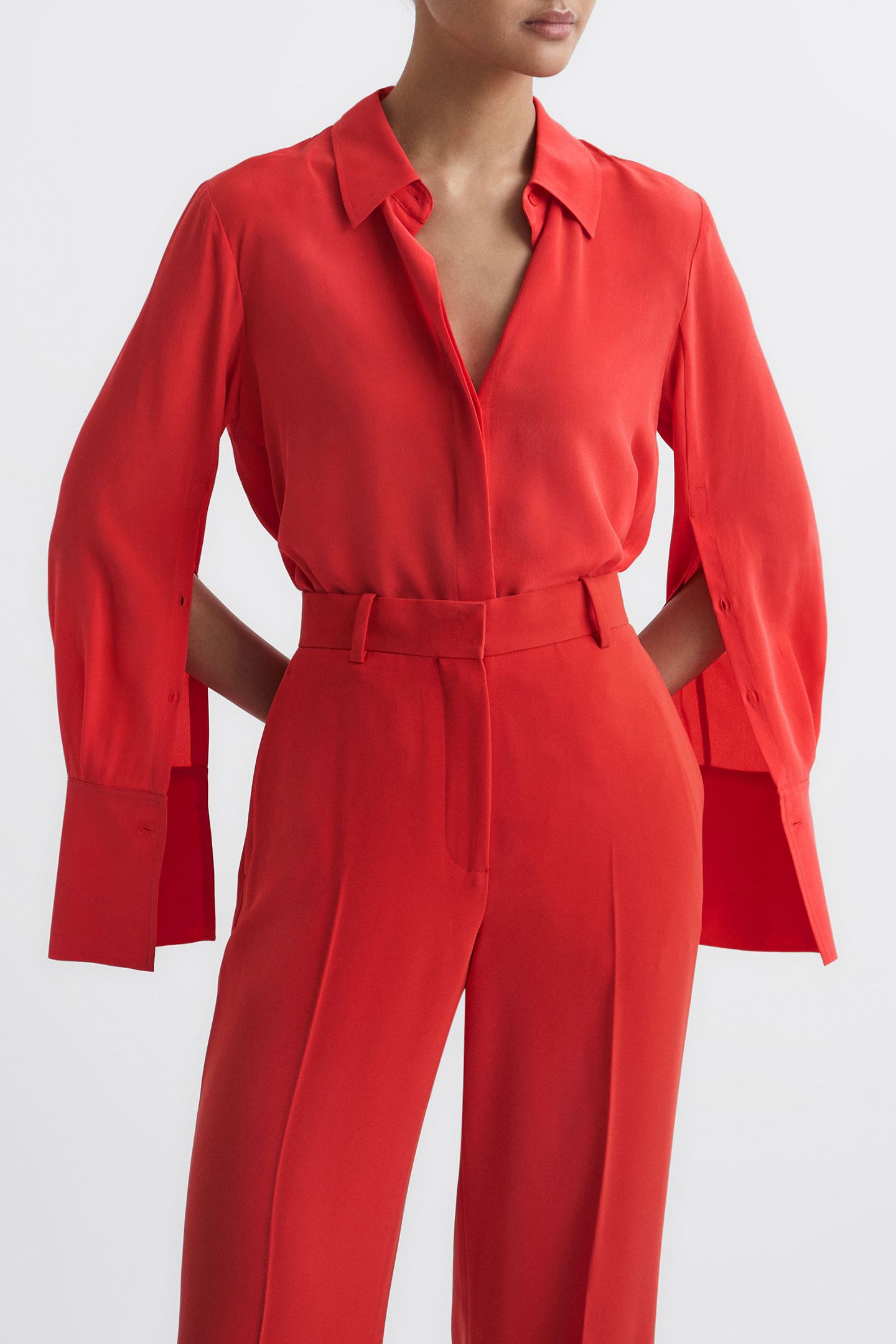 KIA MATTE SILK BLOUSE — CORAL 6