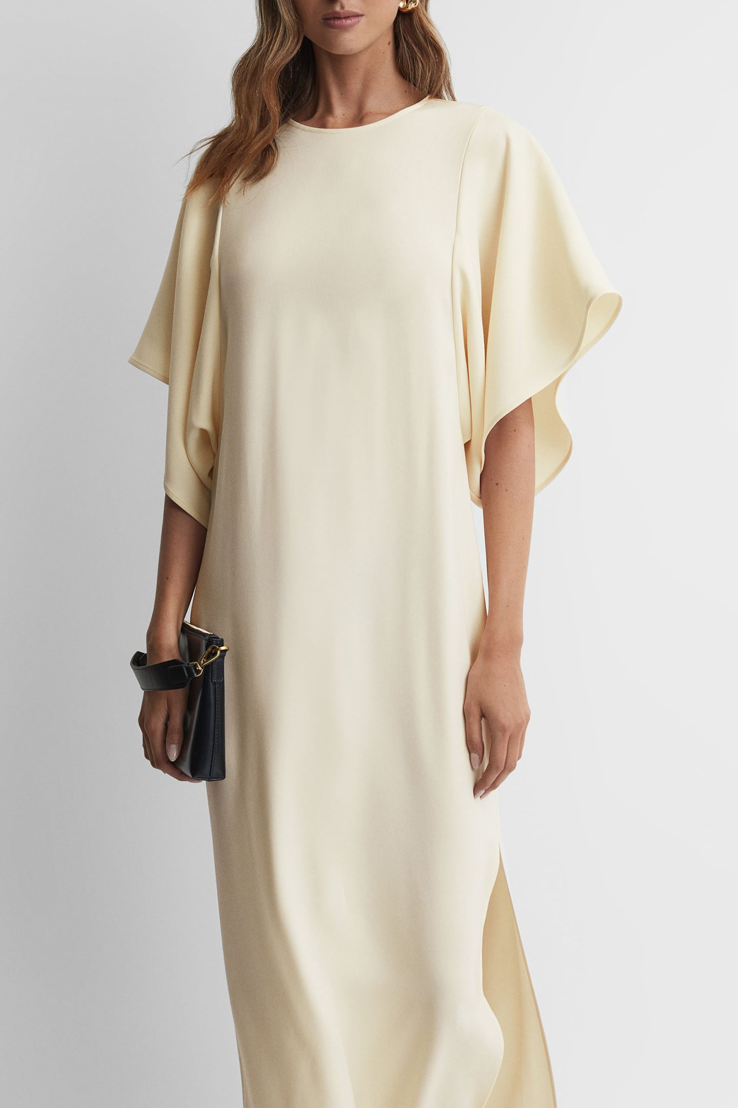 CAPE SLEEVE MIDI DRESS — LEMON 4