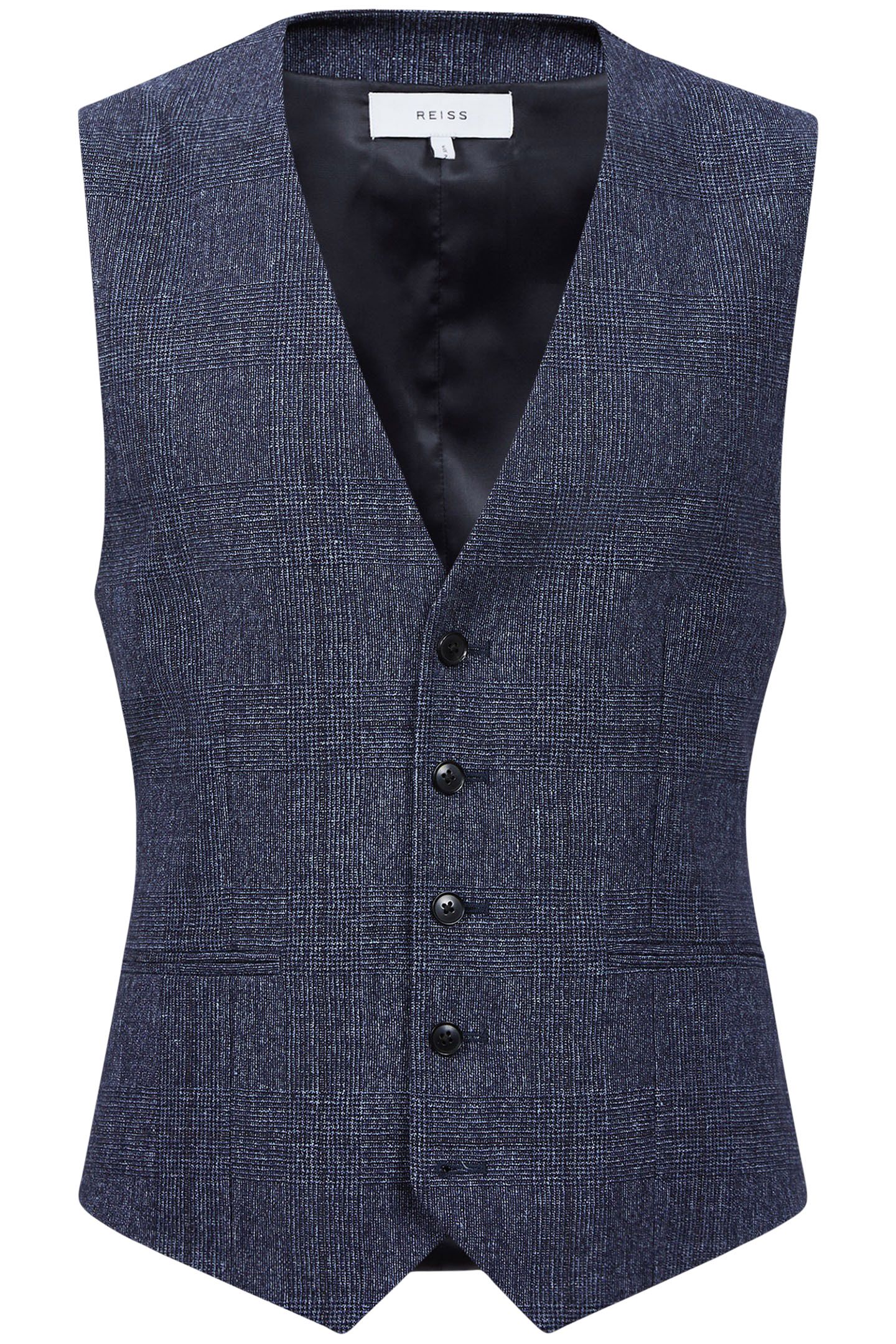 PRINCE OF WALES CHECK WAISTCOAT — INDIGO 3