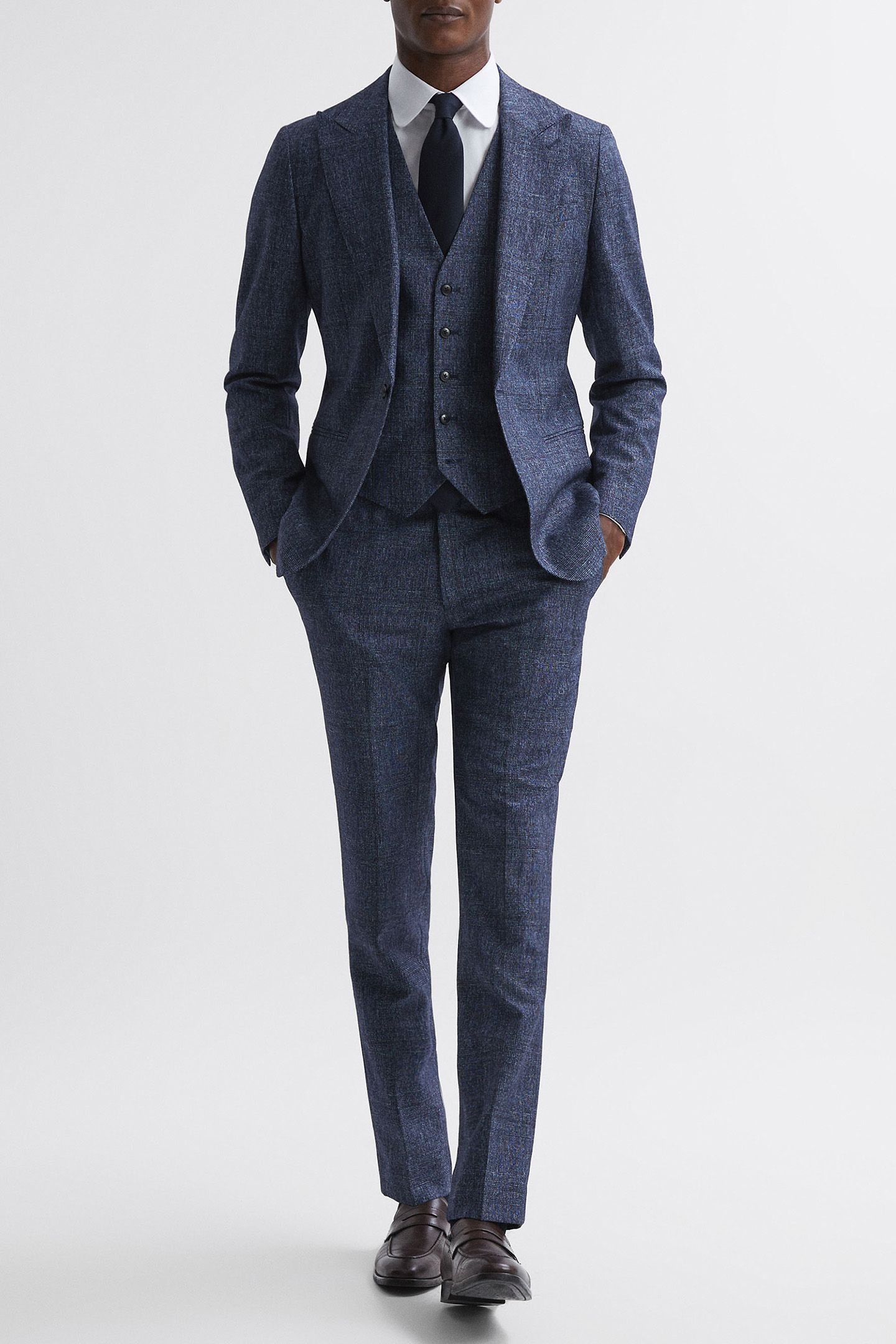 PRINCE OF WALES CHECK WAISTCOAT — INDIGO 4