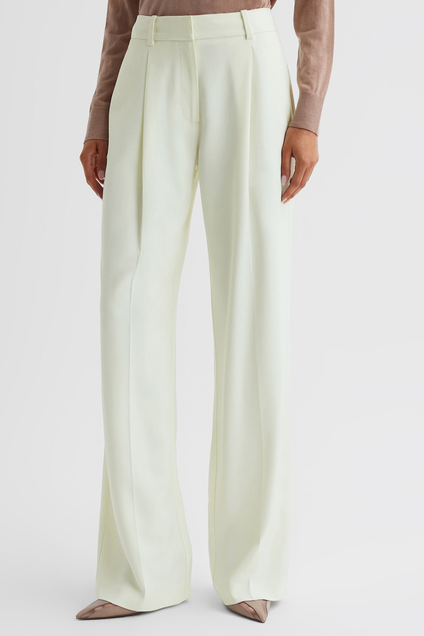 PALE YELLOW WIDE-LEG & FLARED PANTS — MID RISE 1