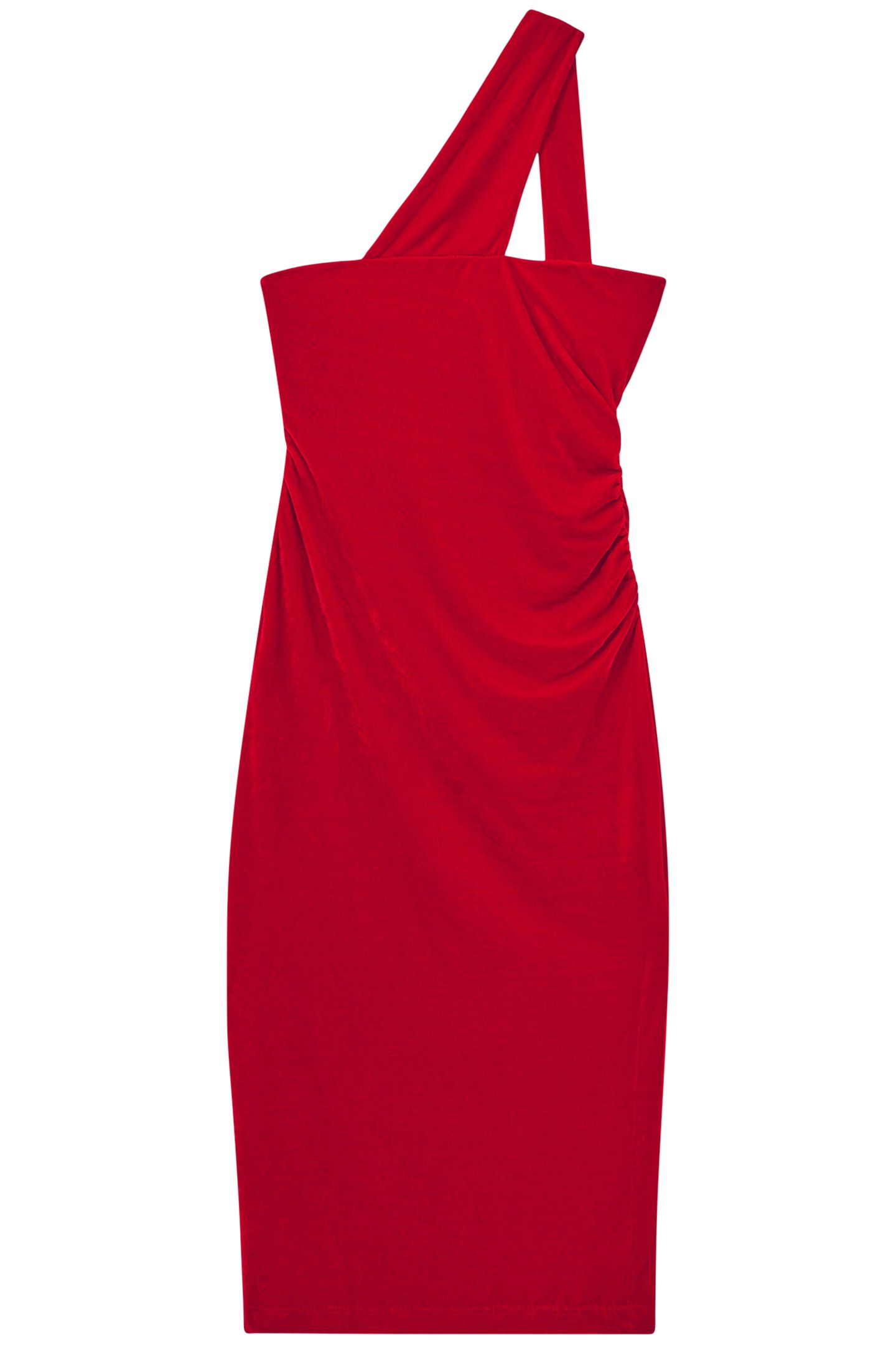 ONE SHOULDER VELVET MIDI DRESS 3