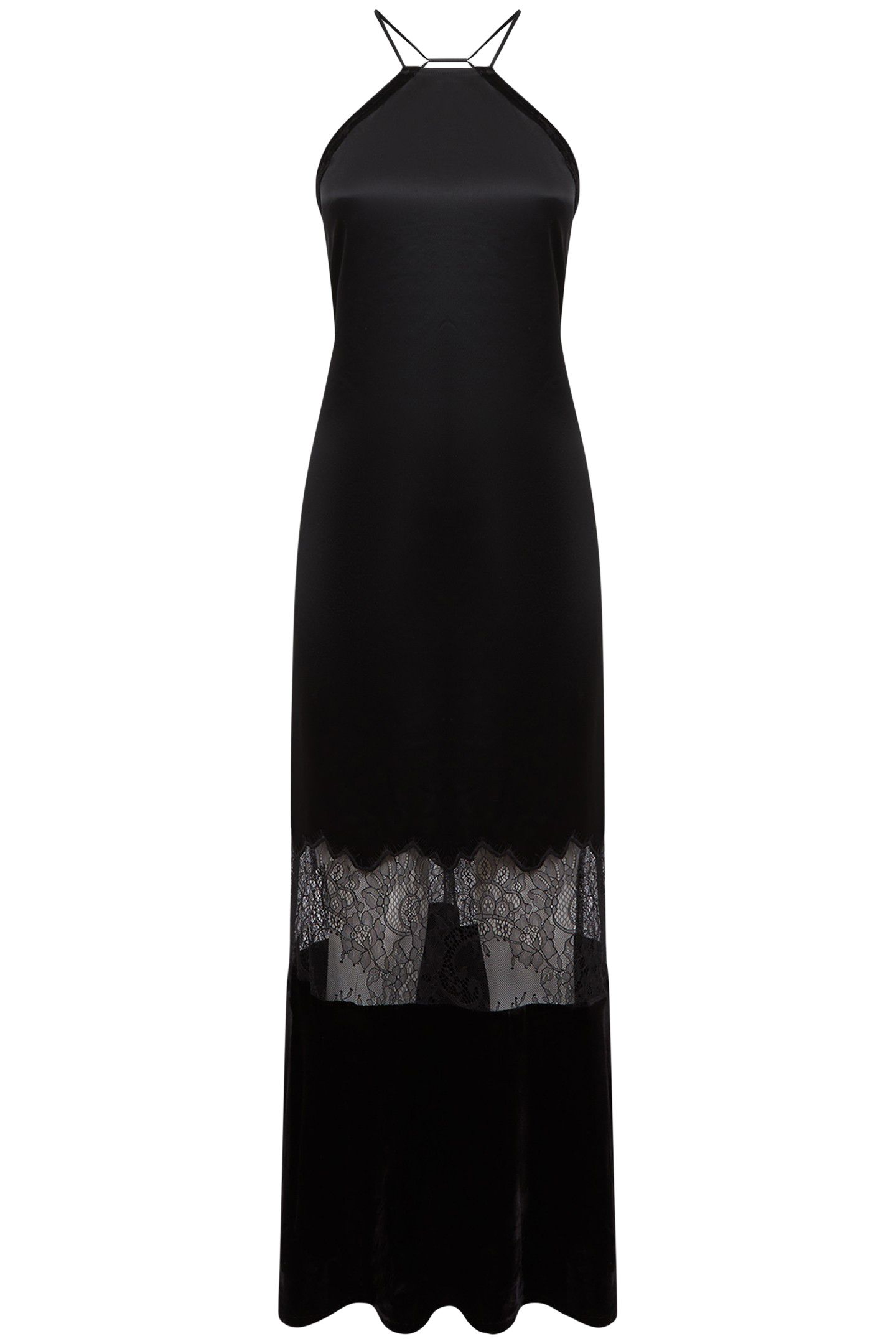 LACE PANEL MAXI DRESS — BLACK 3