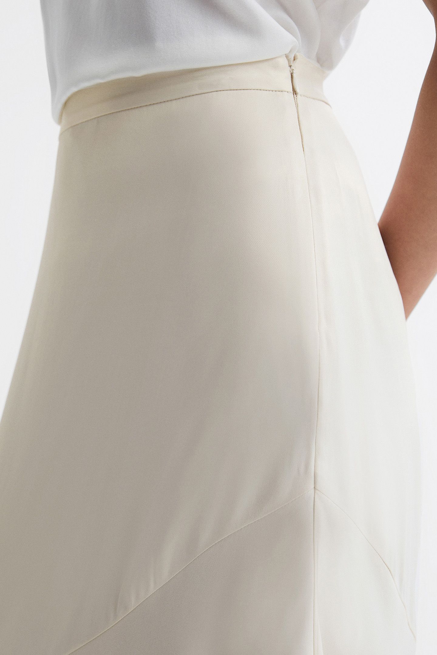 ASYMMETRIC MIDI SKIRT — IVORY 5