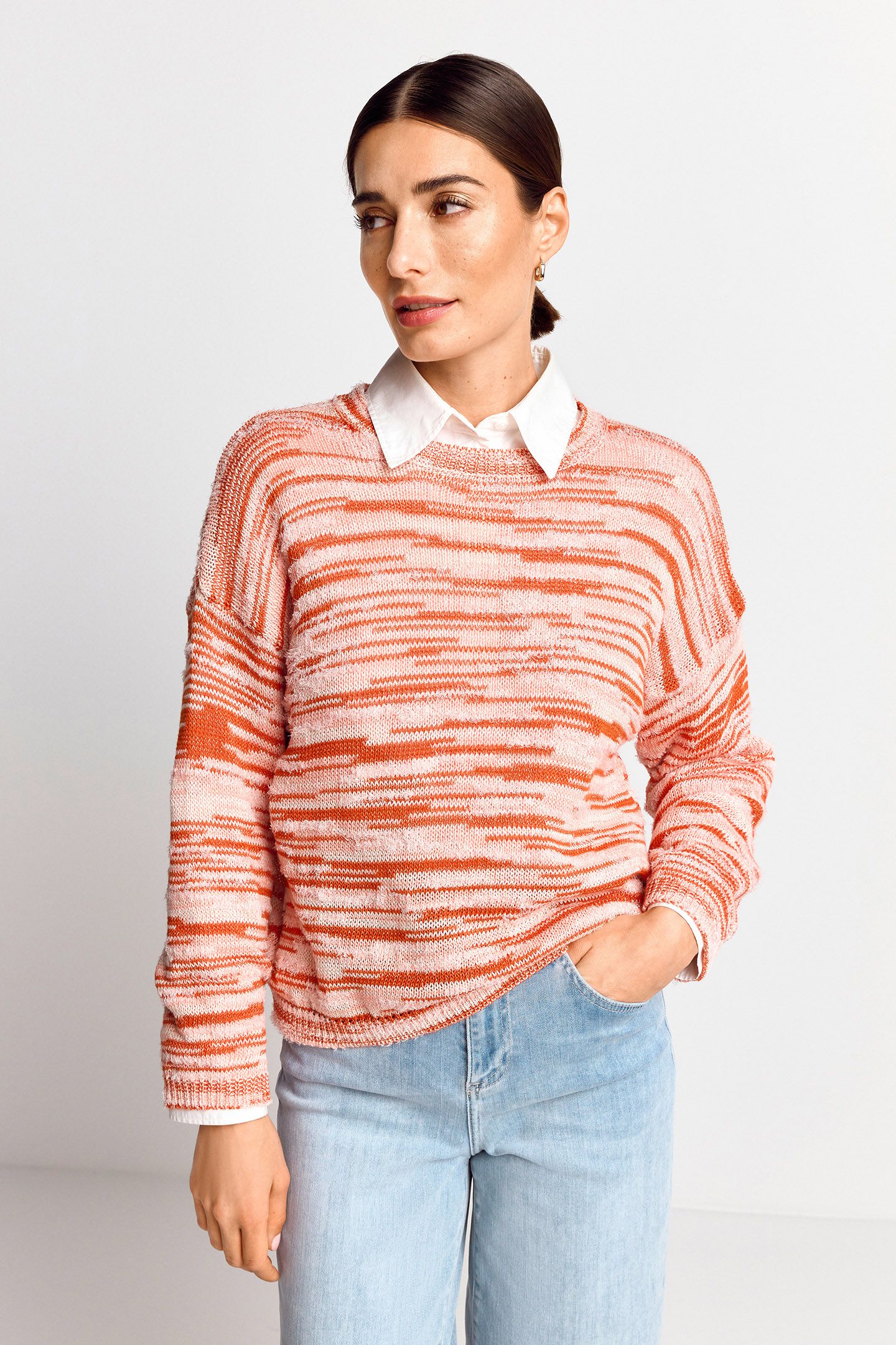 BOXY SPACE DYE CREW CHERRY TOMATO 1