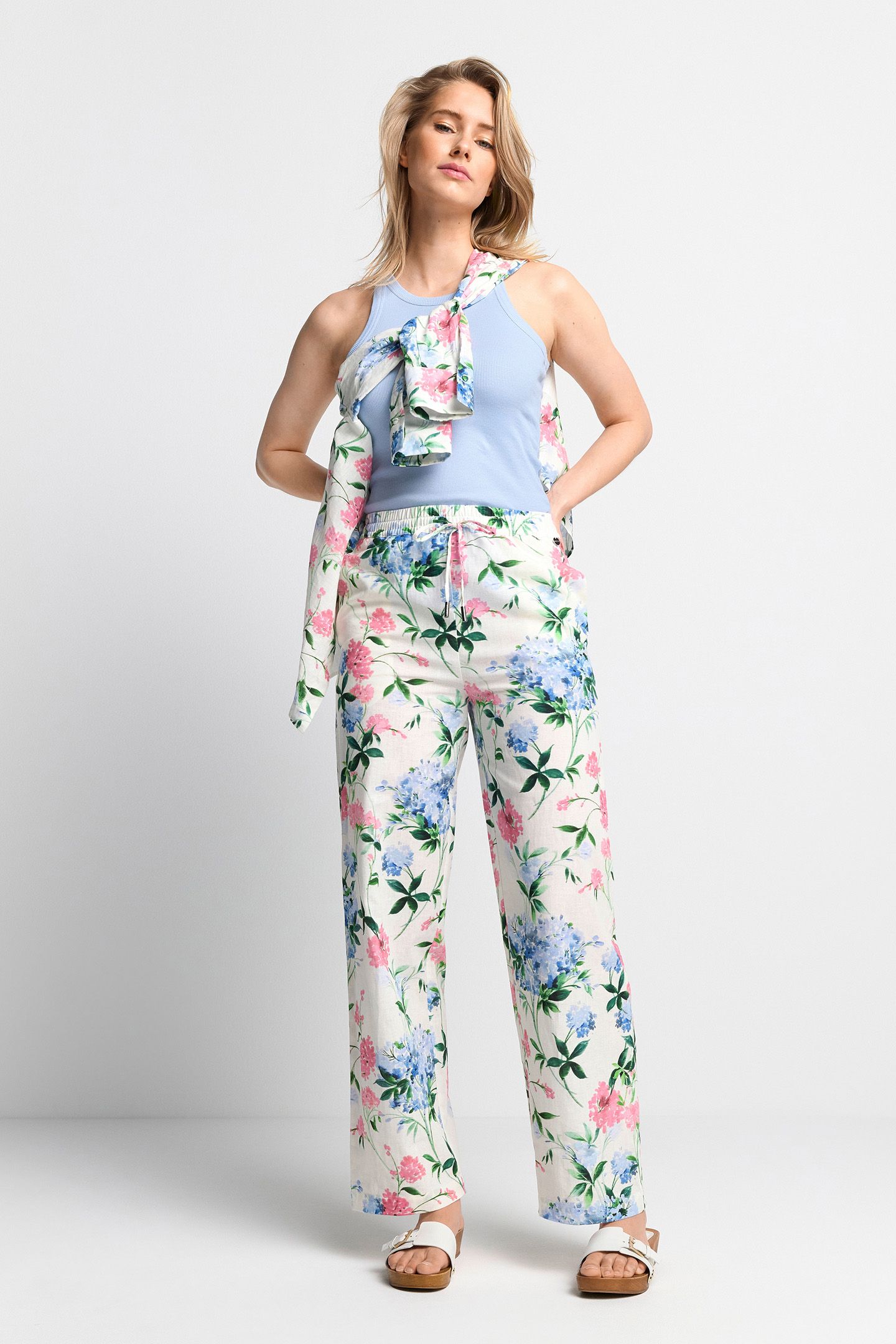 PRINTED LINEN PANTS SUSTAINABLE WHISPER WHITE 2