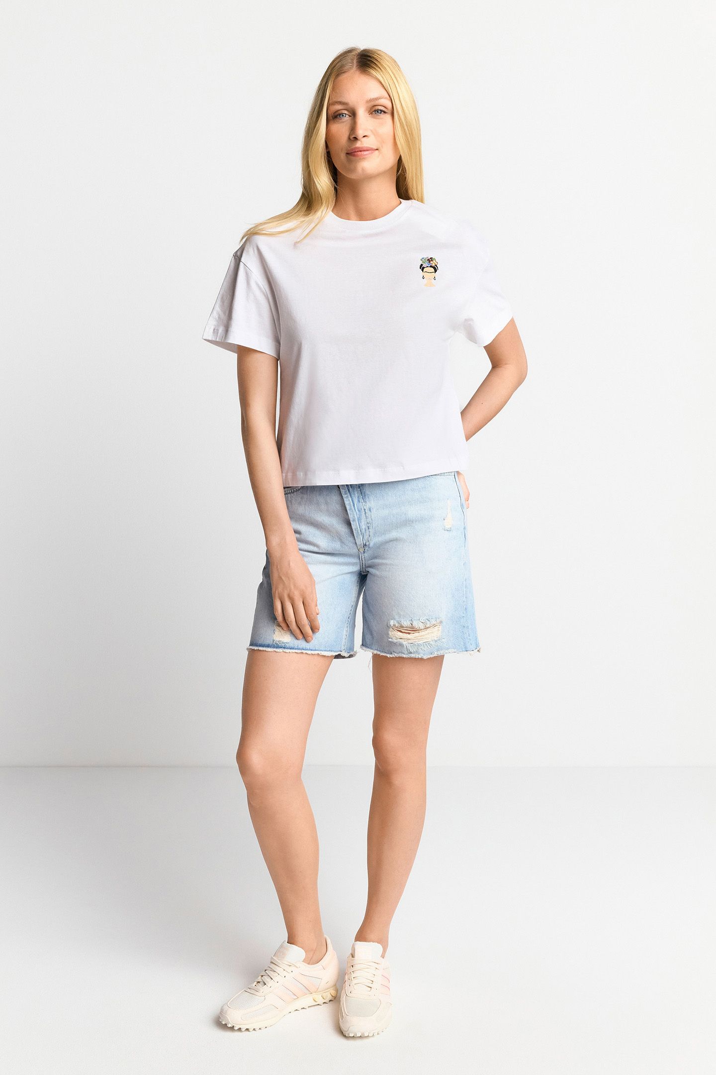 CROSSED WAISTBAND DENIM SHORTS ORGANIC DENIM BLUE 2