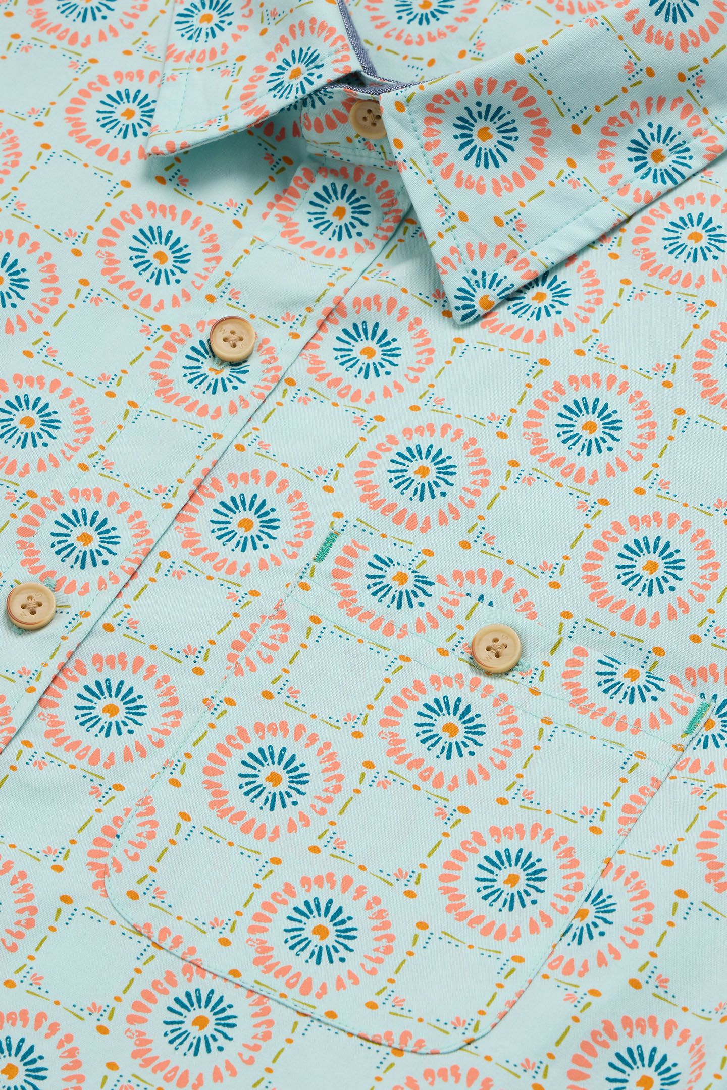DAISY TILE PRINTED SS SHIRT BLUE PRINT 7