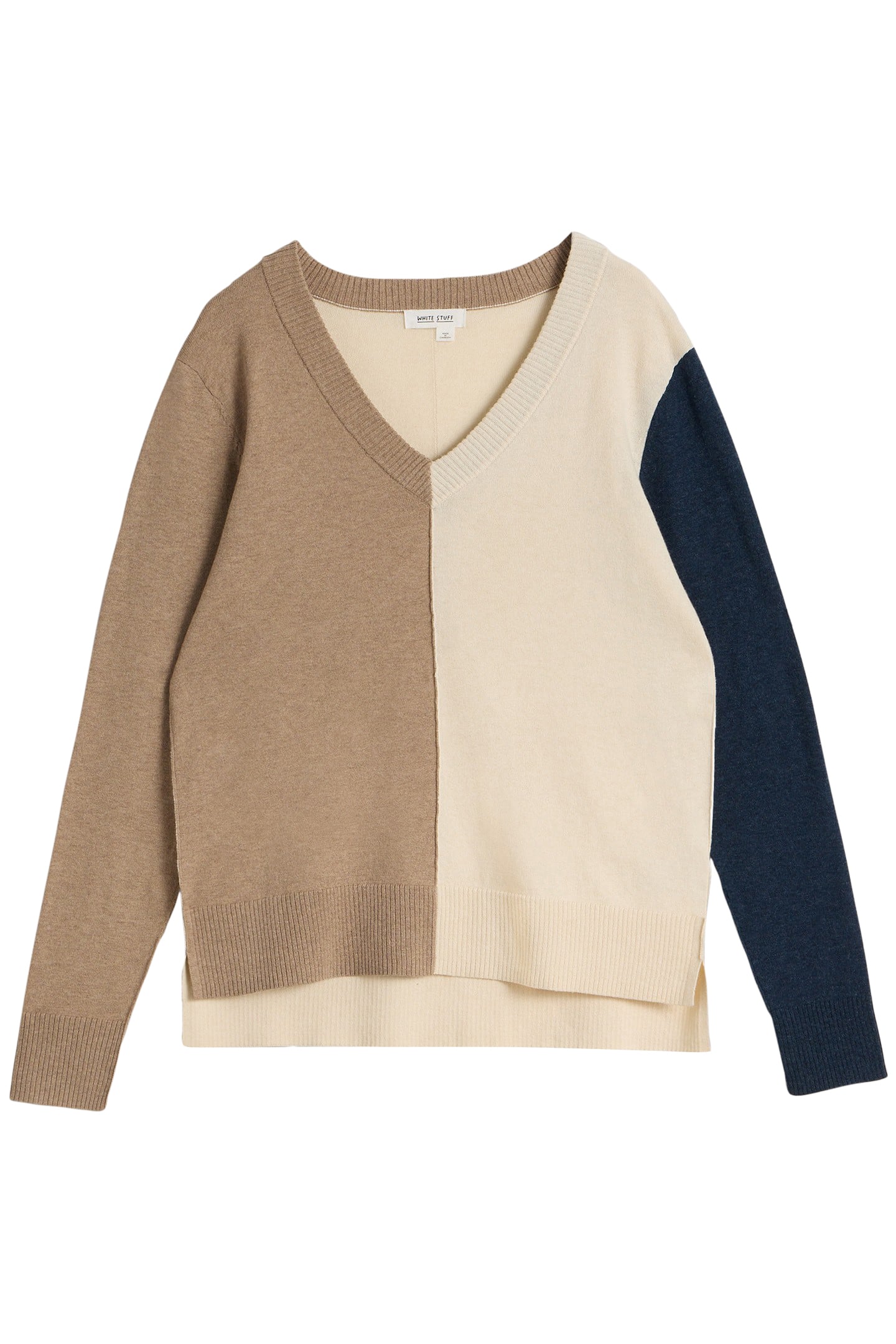 MAGGIE V NECK JUMPER NATURAL MULTI 3