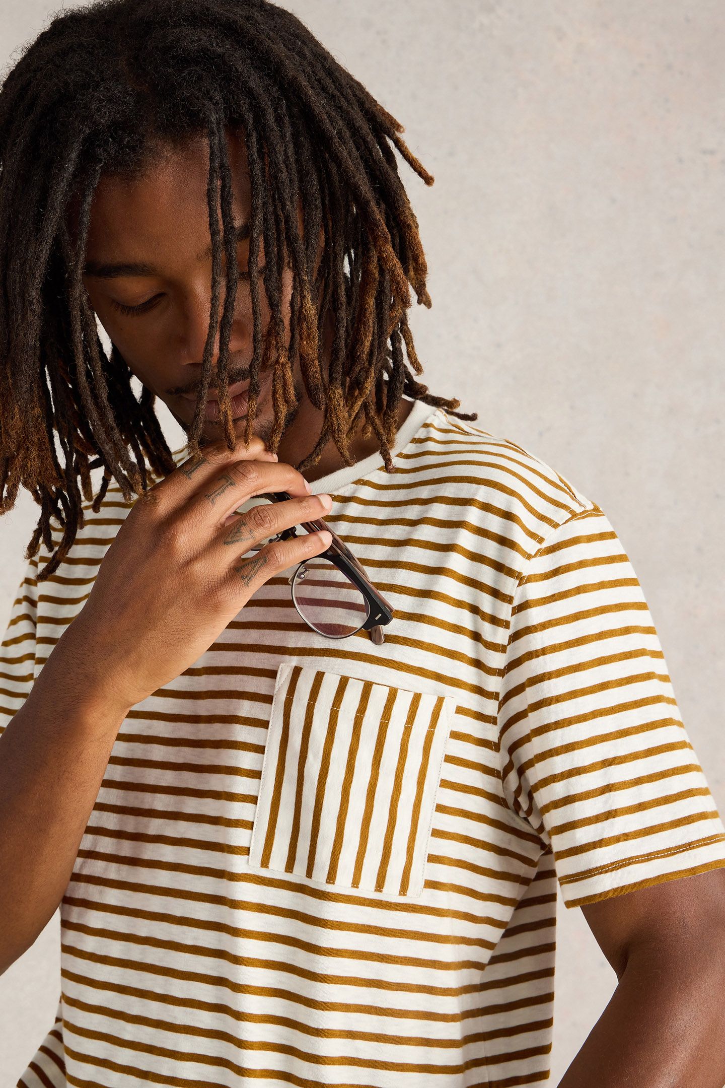 ABERSOCH STRIPE SS TEE NATURAL MULTI 5