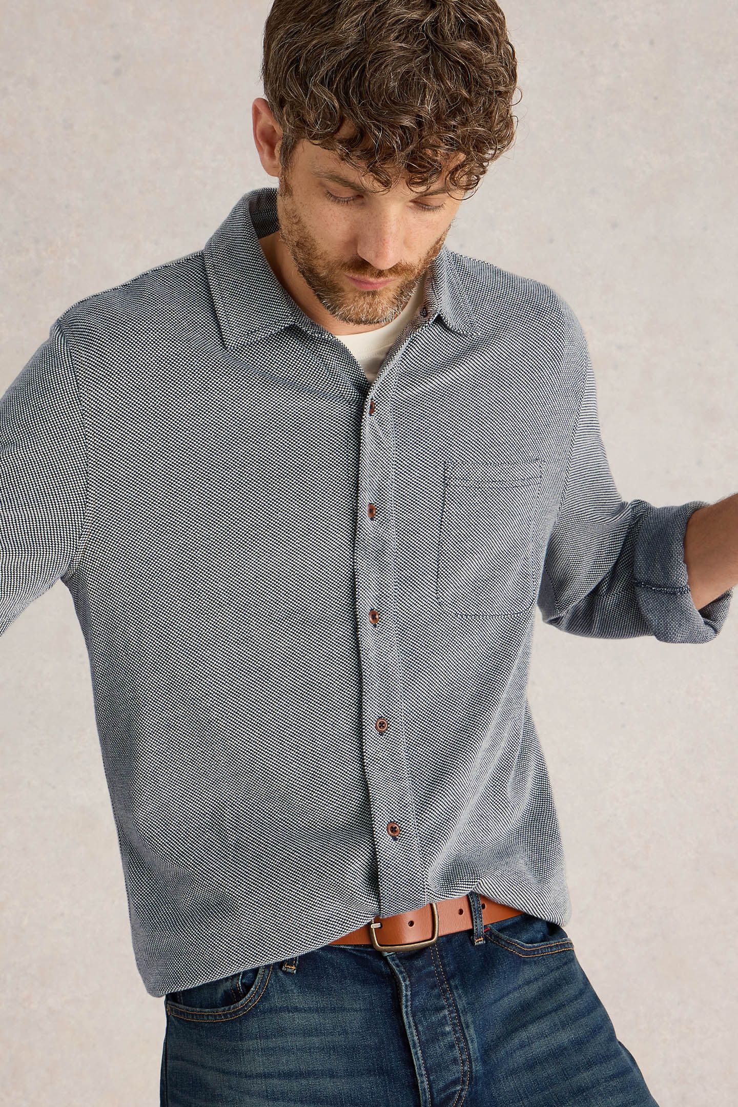 PIQUE JERSEY SHIRT MID GREY 5