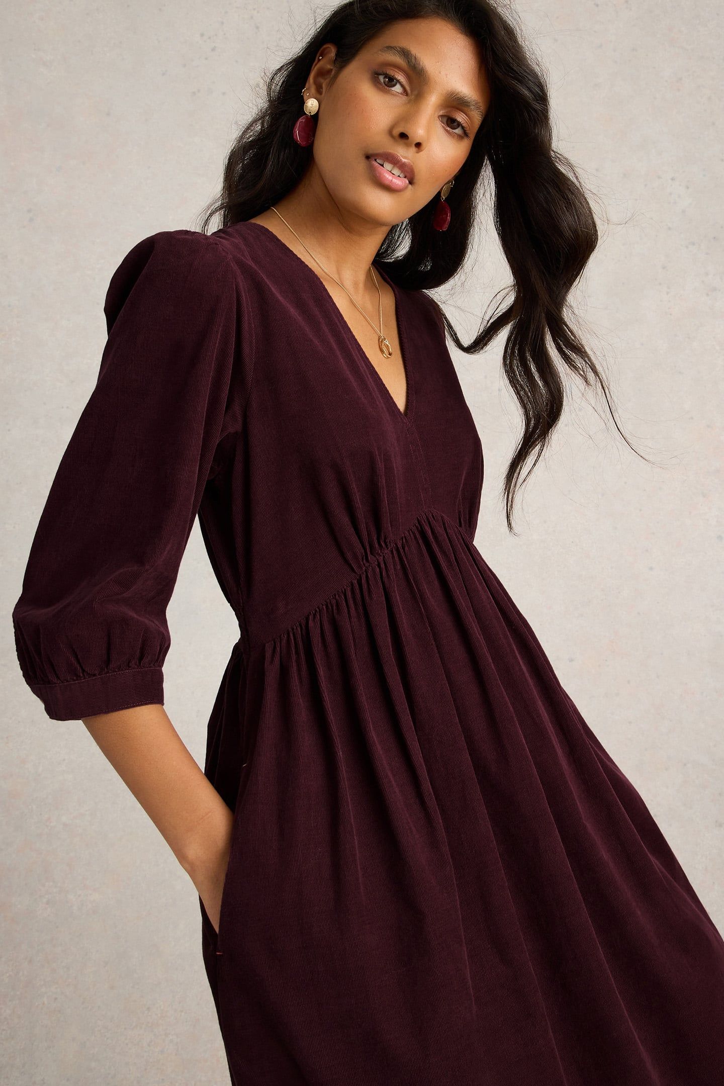 LUCY CORD DRESS DARK PLUM 5