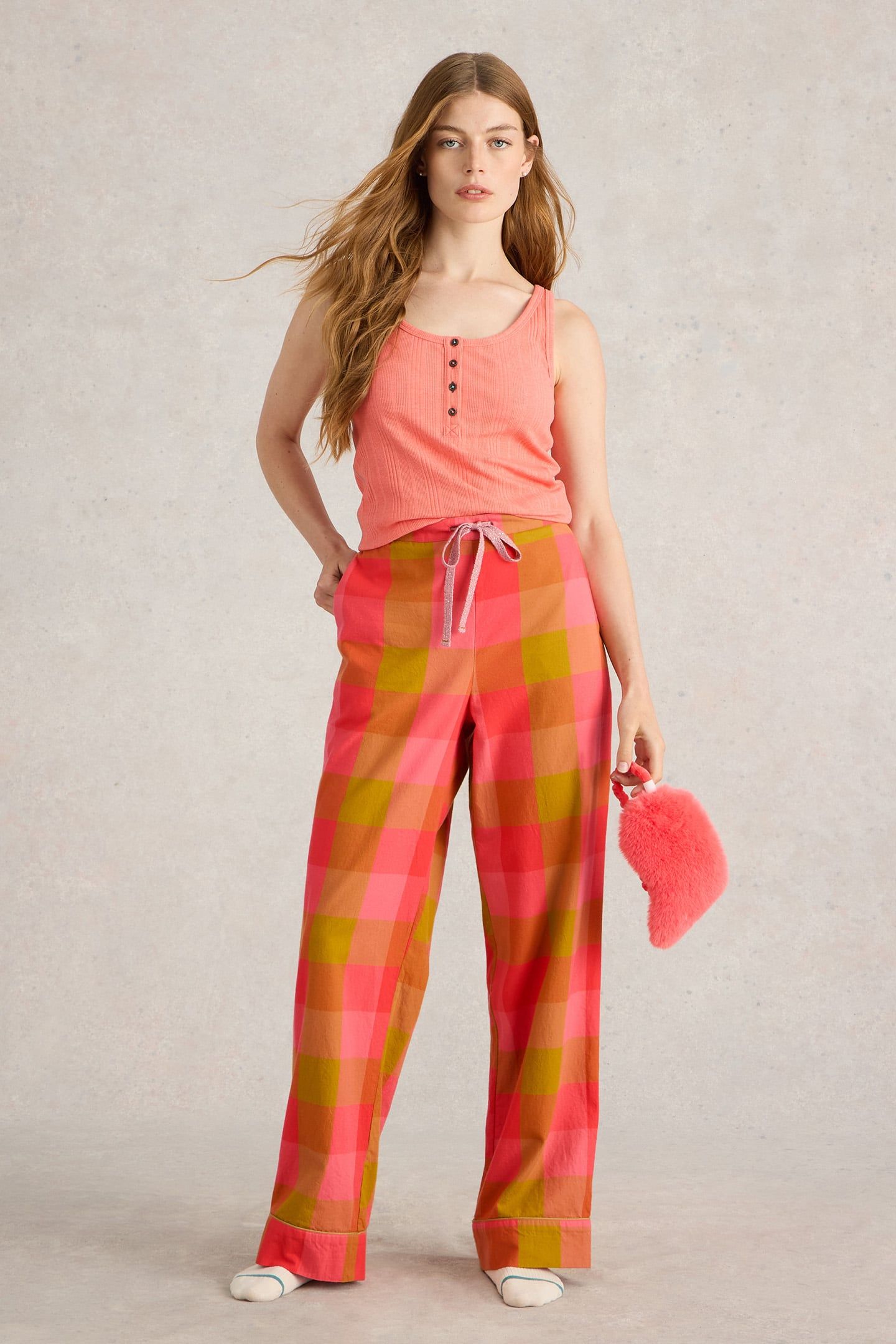 NINA ORGANIC CHECK PJ BOTTOM PINK MULTI 3