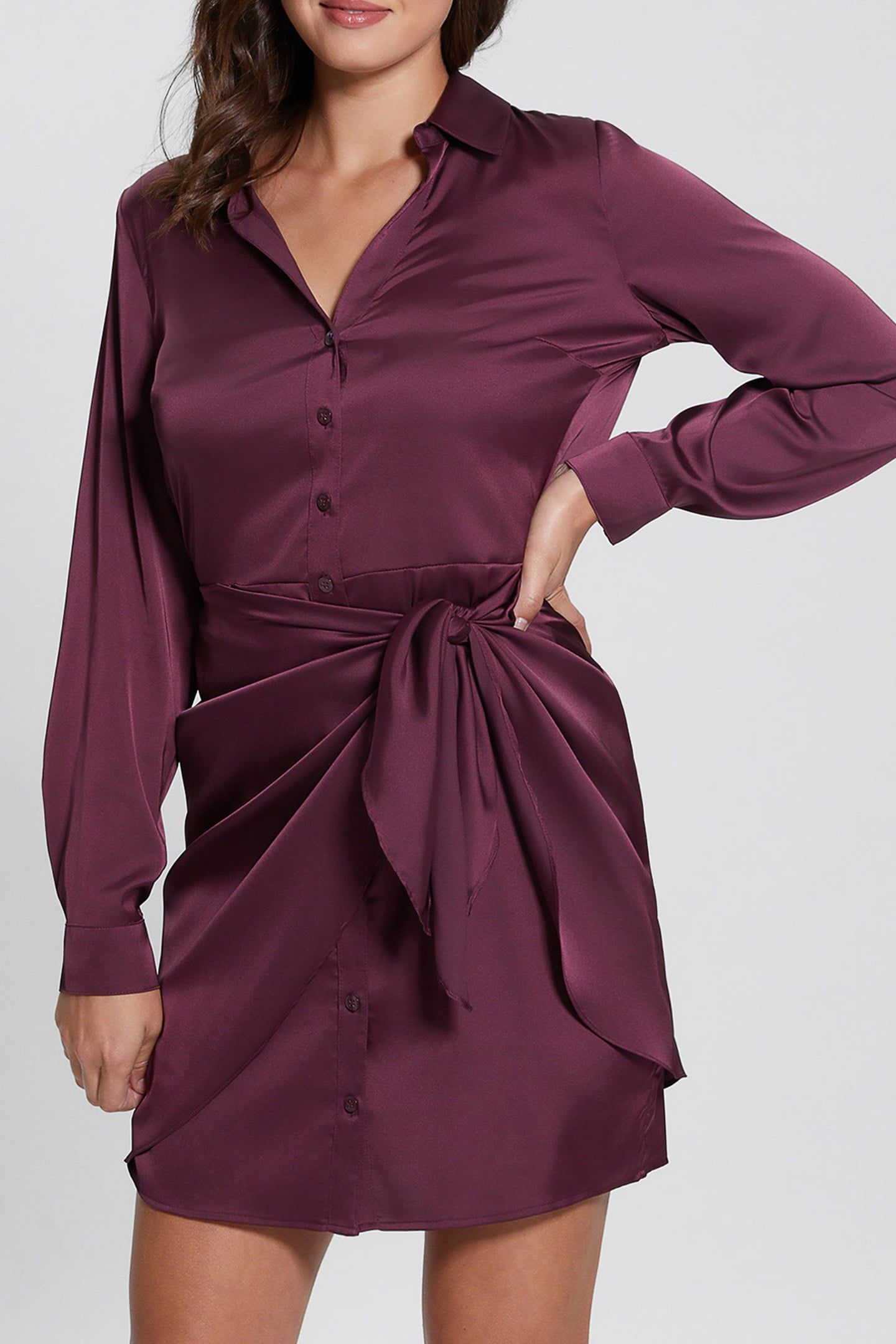 GUESS ECO ES LS ALYA DRESS BLACK CHERRY 1