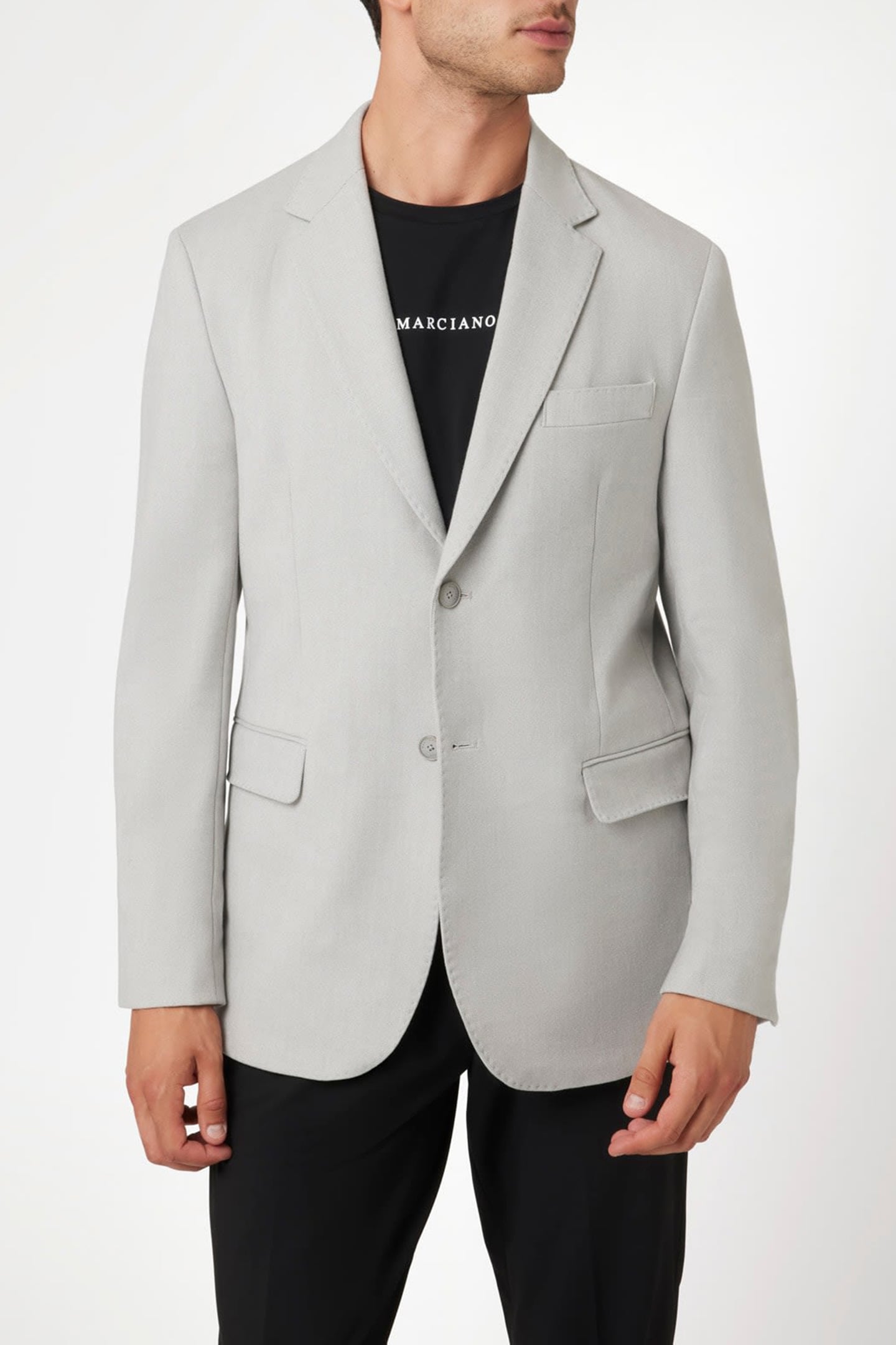 MARCIANO BY GUESS SEAN 2B NOTCH BLAZER GREY HERRINGBONE 1