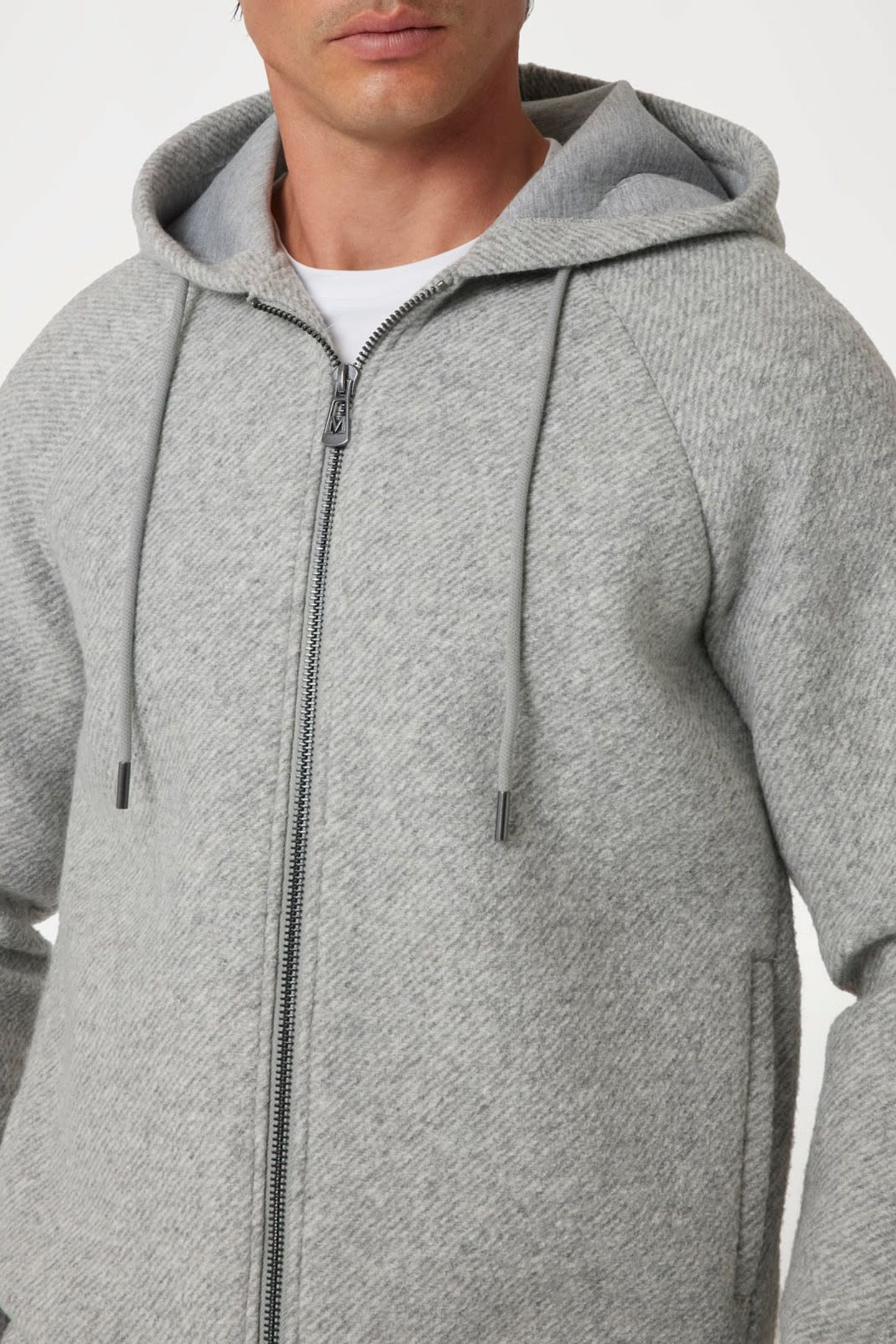 MARCIANO BY GUESS FULL ZIP HOODED FLEE LIGHT STONE HEATHER