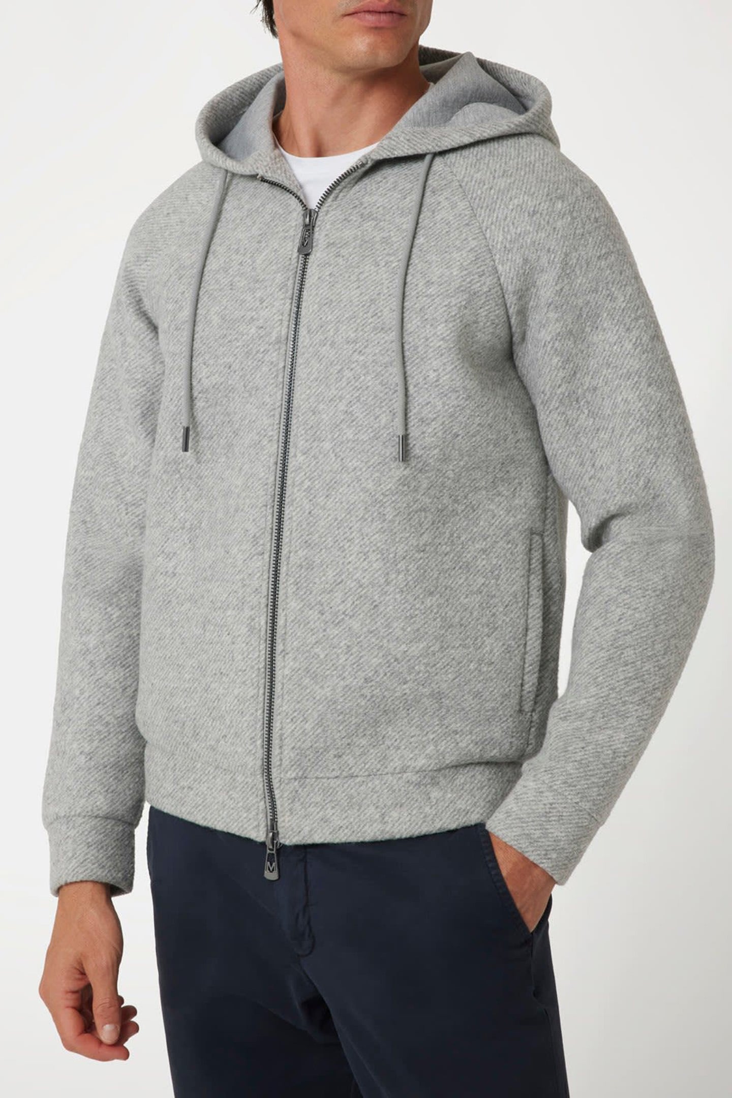 MARCIANO BY GUESS FULL ZIP HOODED FLEE LIGHT STONE HEATHER 1