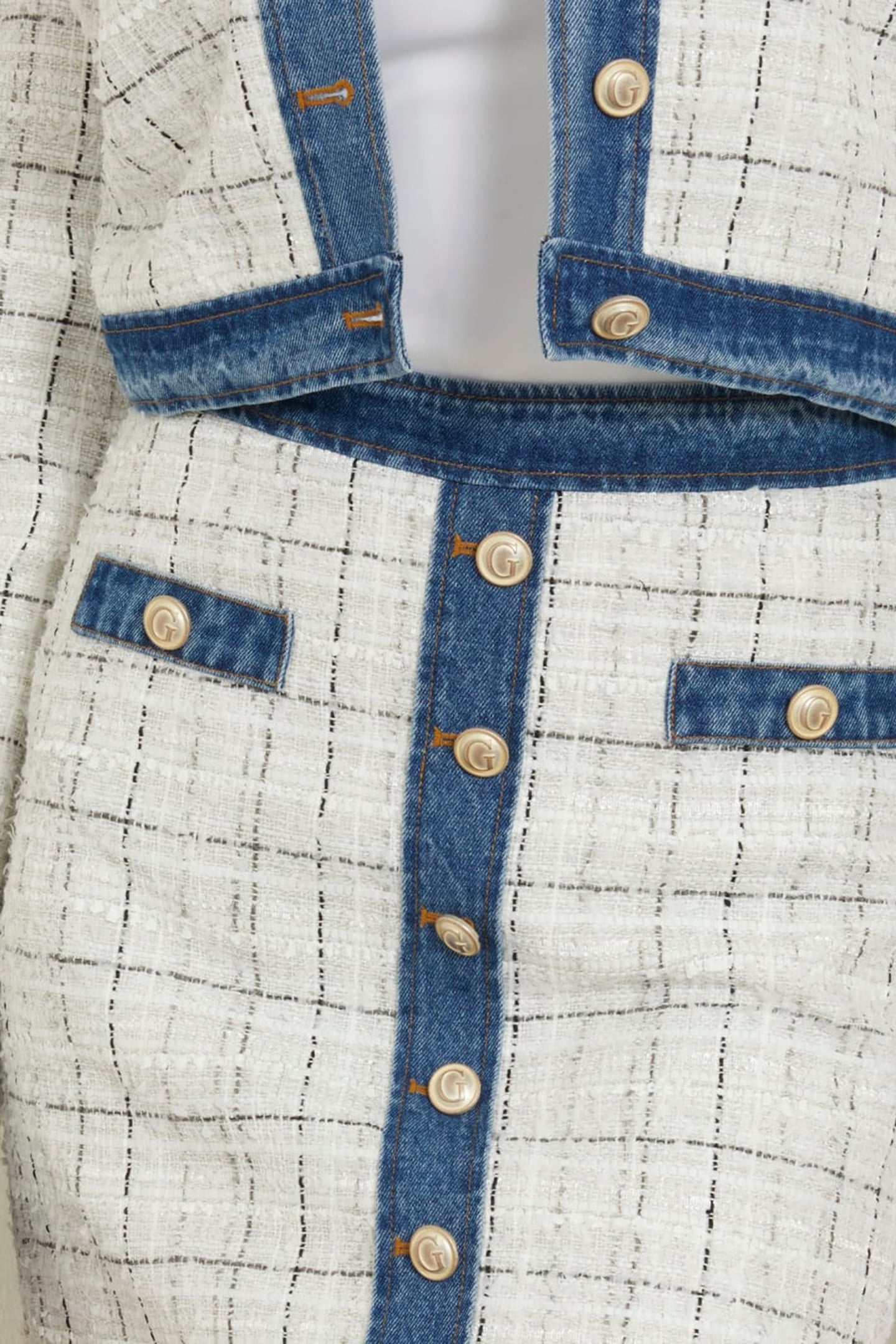 GUESS ECO NATALIE SKIRT CHECK TWEED WHITE CO 6