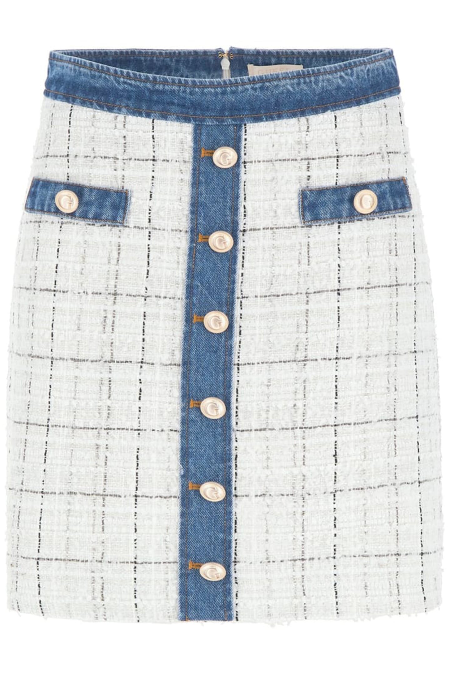 GUESS ECO NATALIE SKIRT CHECK TWEED WHITE CO 4