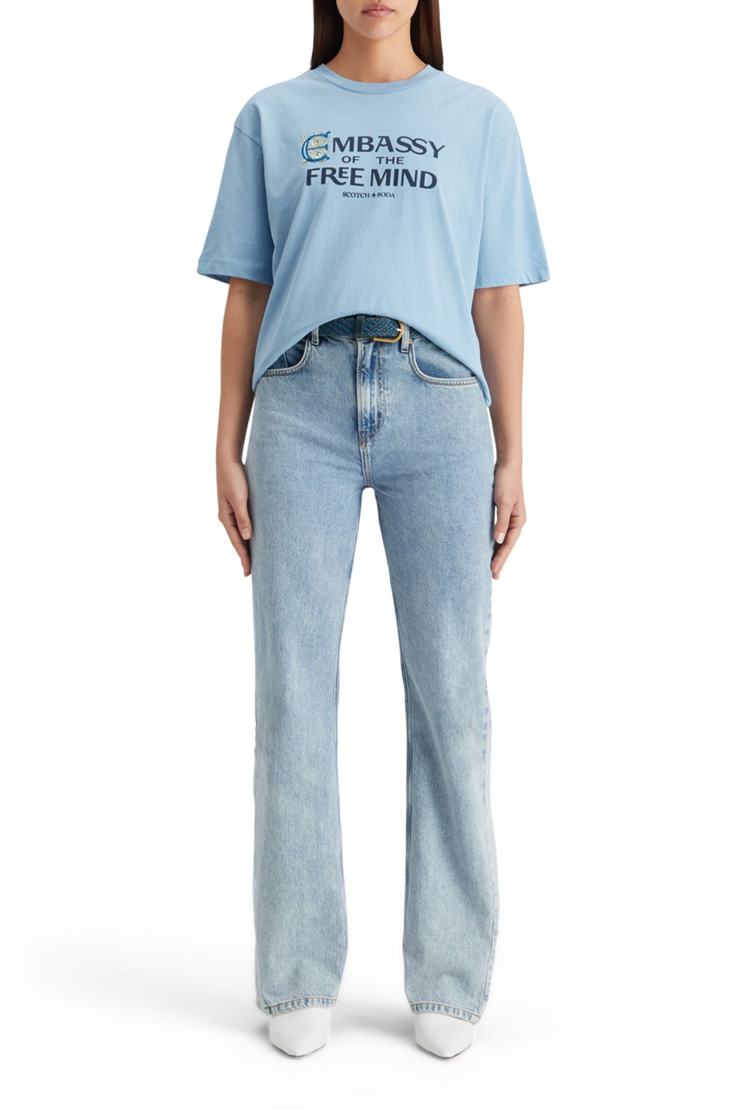 SPRAYED ARTWORK BOYFRIEND FIT T-SHIRT MYSTIC BLUE 3