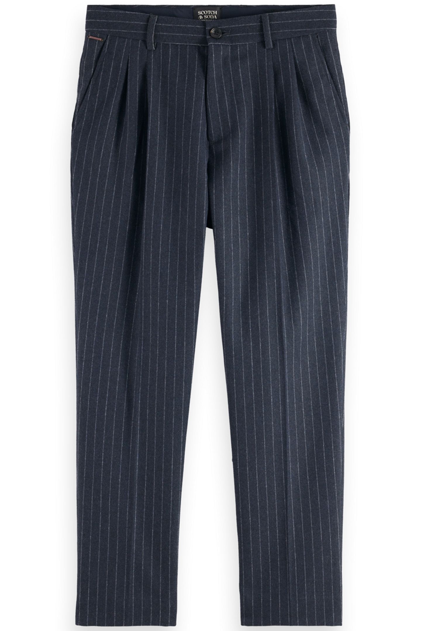 TWILT - BRUSHED WOOL-BLEND PLEATED CHINO CHARCOAL STRIPE 1