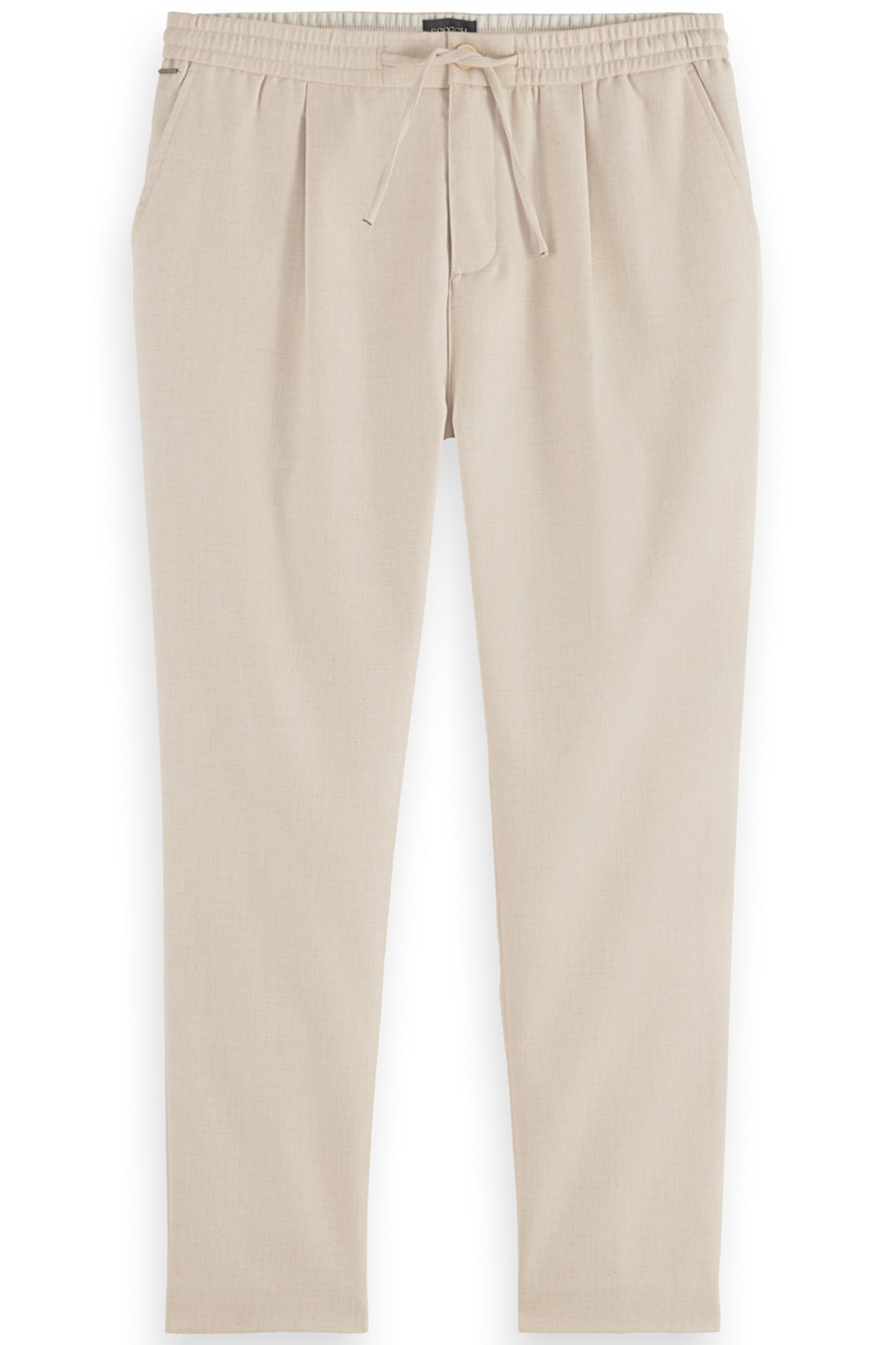 MORTON - COTTON/WOOL BLEND TWILL JOGGER PARCHMENT MELANGE 1