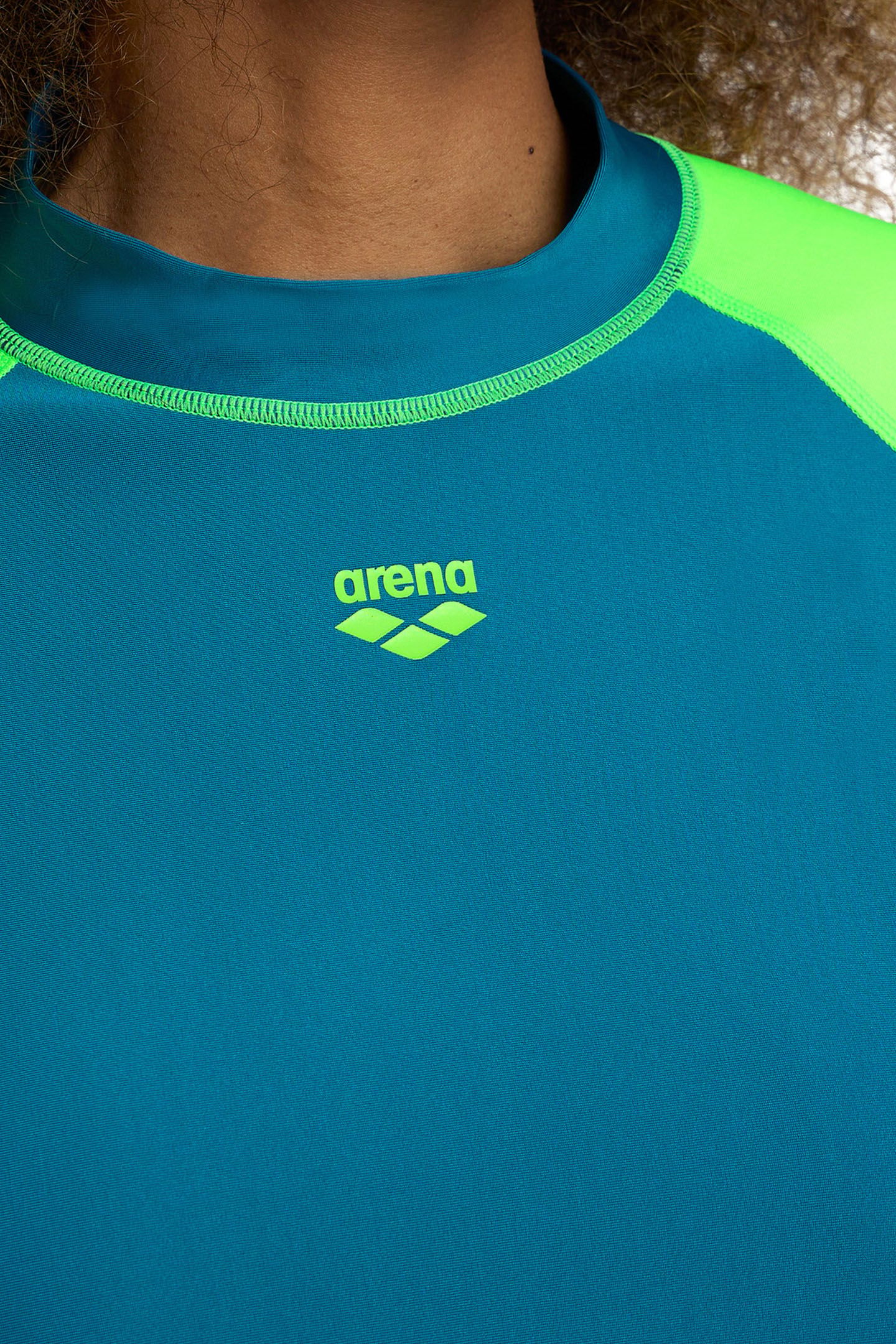 WOMEN'S ARENA RASH VEST S/S GRAPHIC DEEP TEAL-SOFT GREEN 5