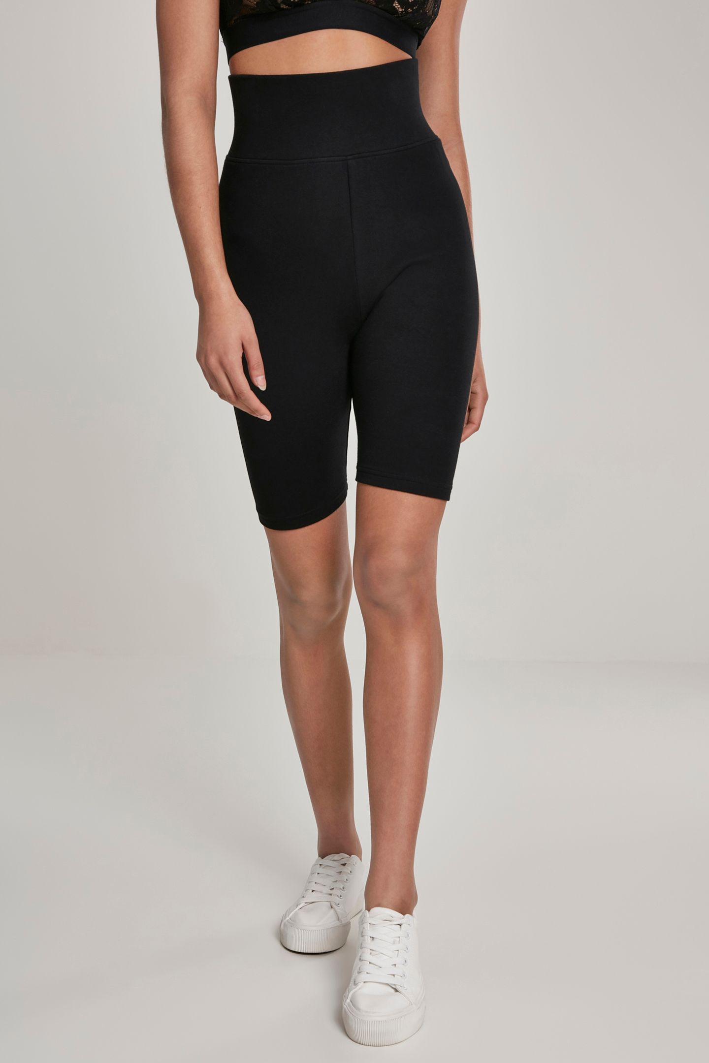 LADIES HIGH WAIST CYCLE SHORTS BLACK 1