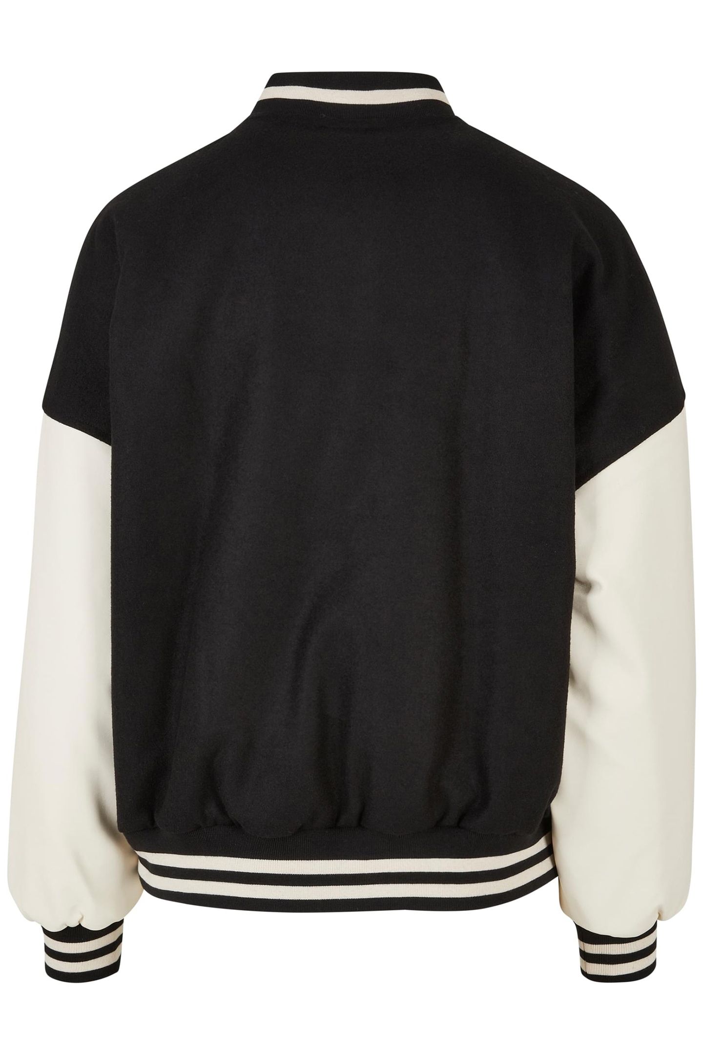 LADIES OVERSIZED BIG U COLLEGE JACKET BLACK/PALEWHITE 2