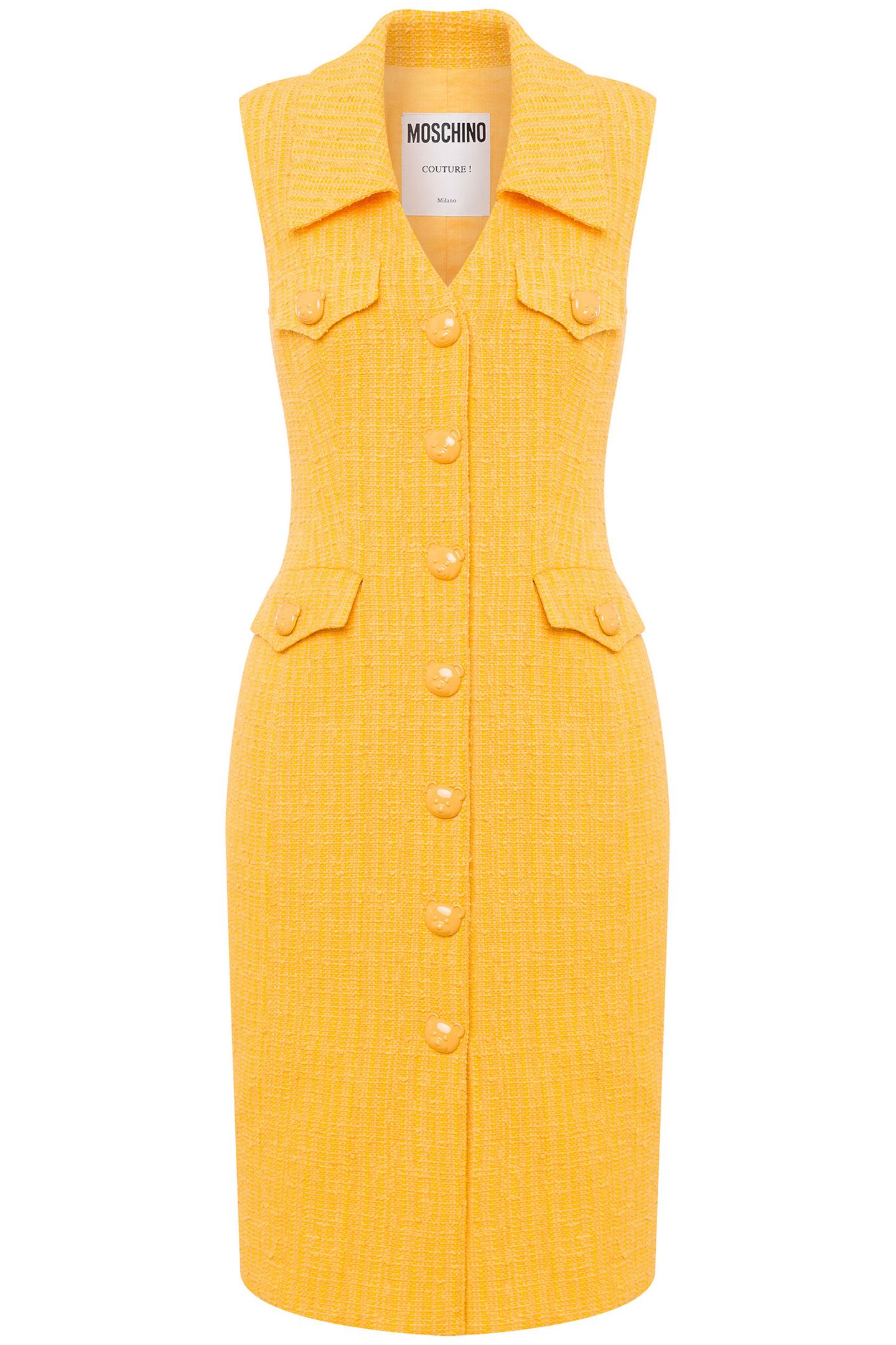 TEDDY BUTTONS TWEED DRESS YELLOW 3