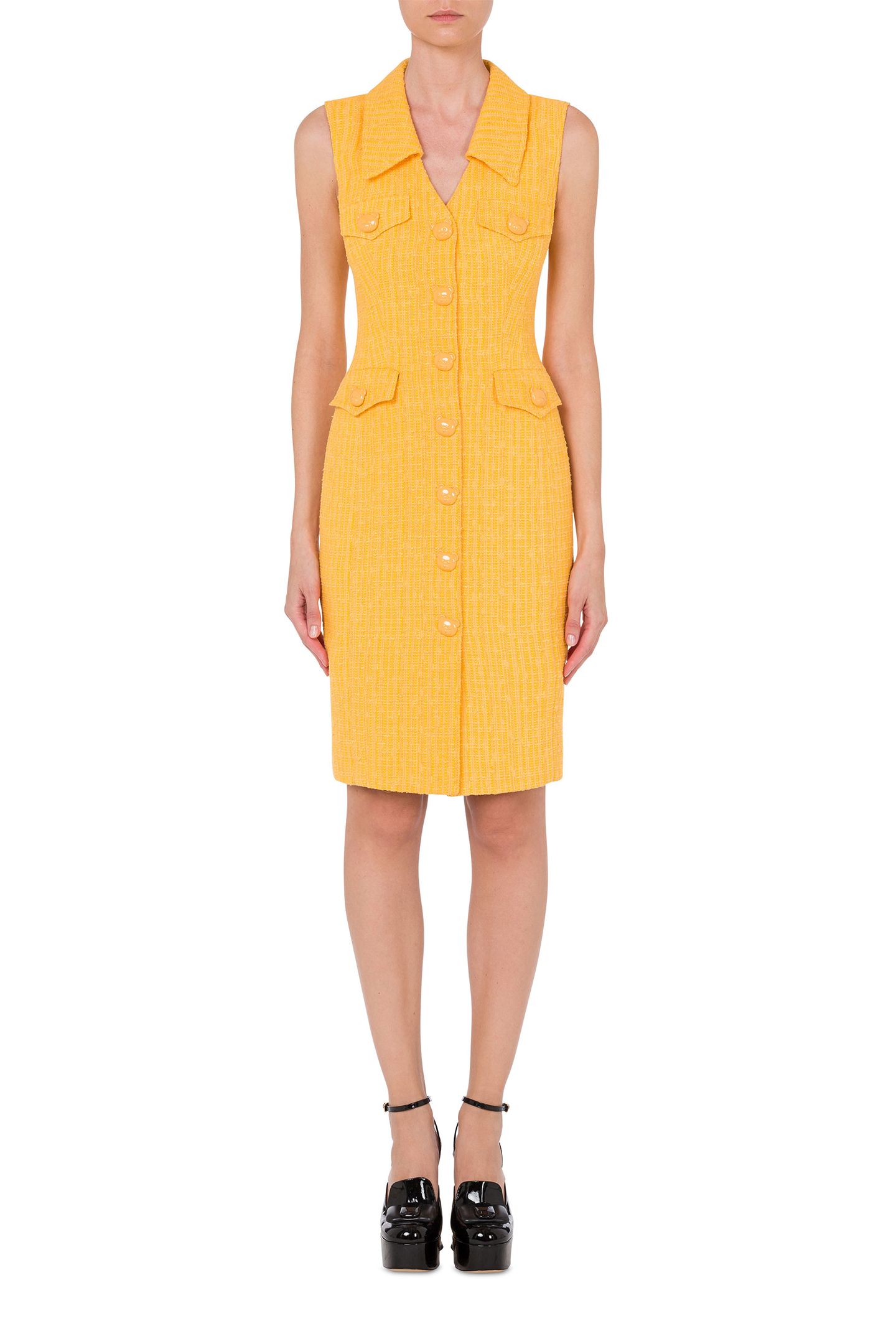 TEDDY BUTTONS TWEED DRESS YELLOW 1