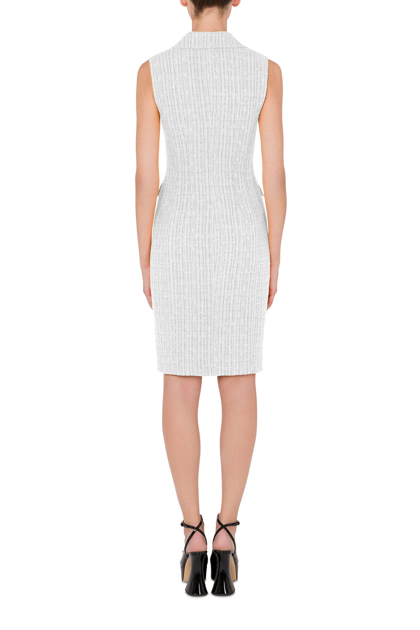 TEDDY BUTTONS TWEED DRESS WHITE 2