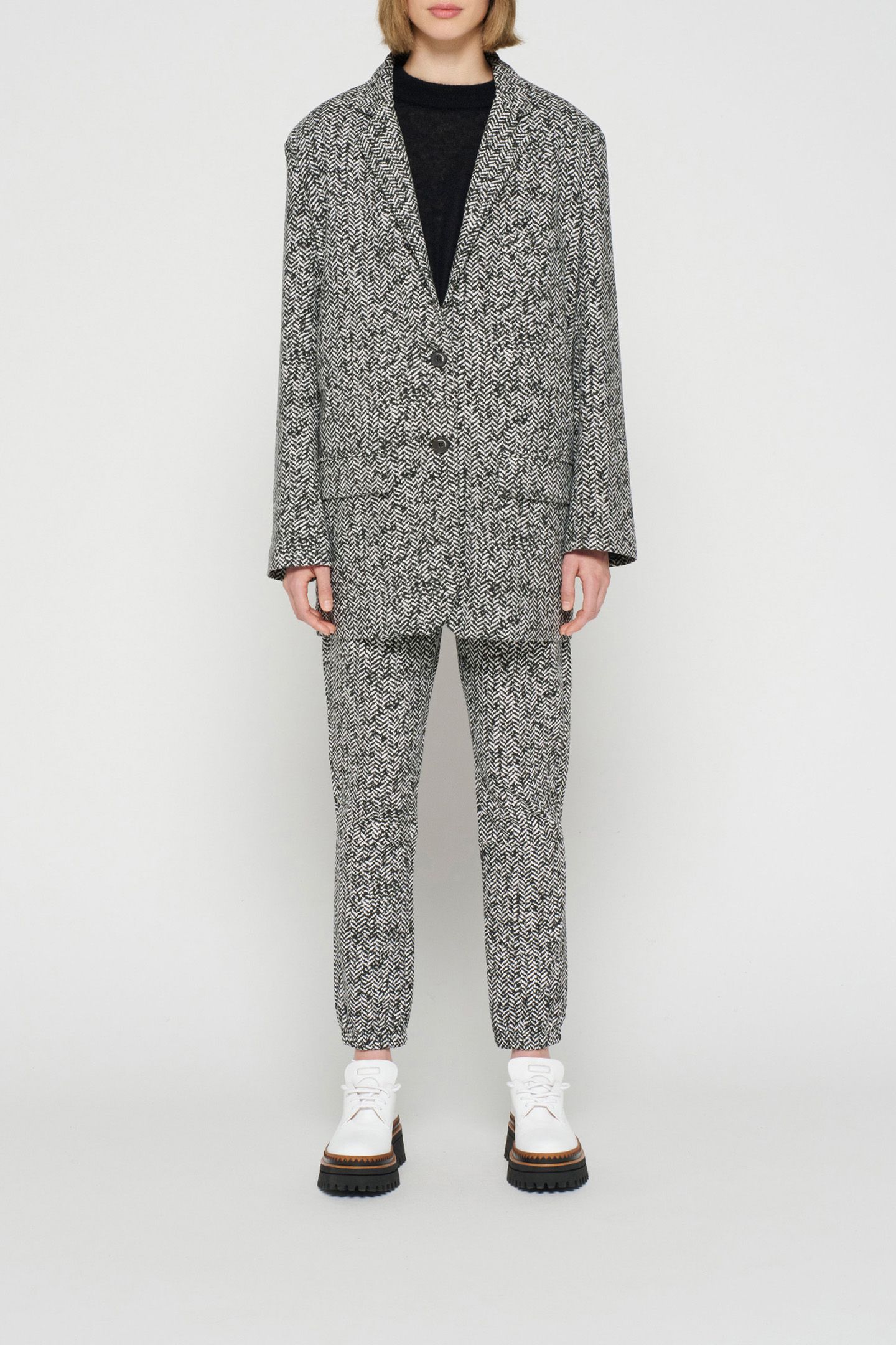 STATEMENT BLAZER HERRINGBONE BLACK 2
