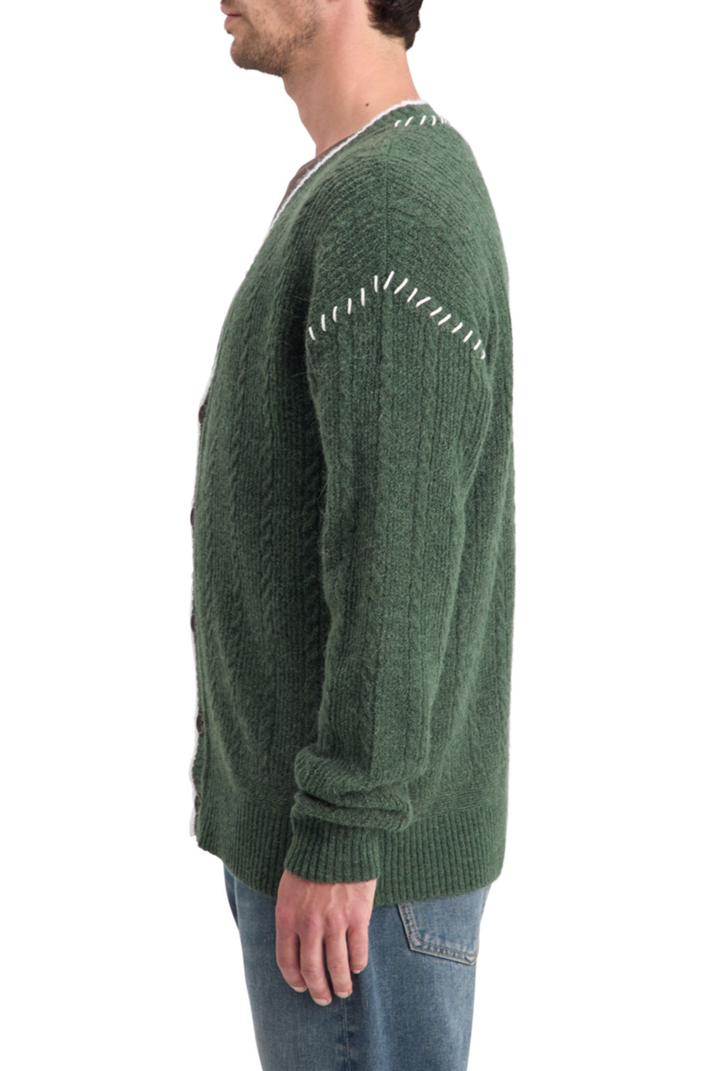 ALPACA DROPPED SHOULDER CARDIGAN PINE GREEN 6