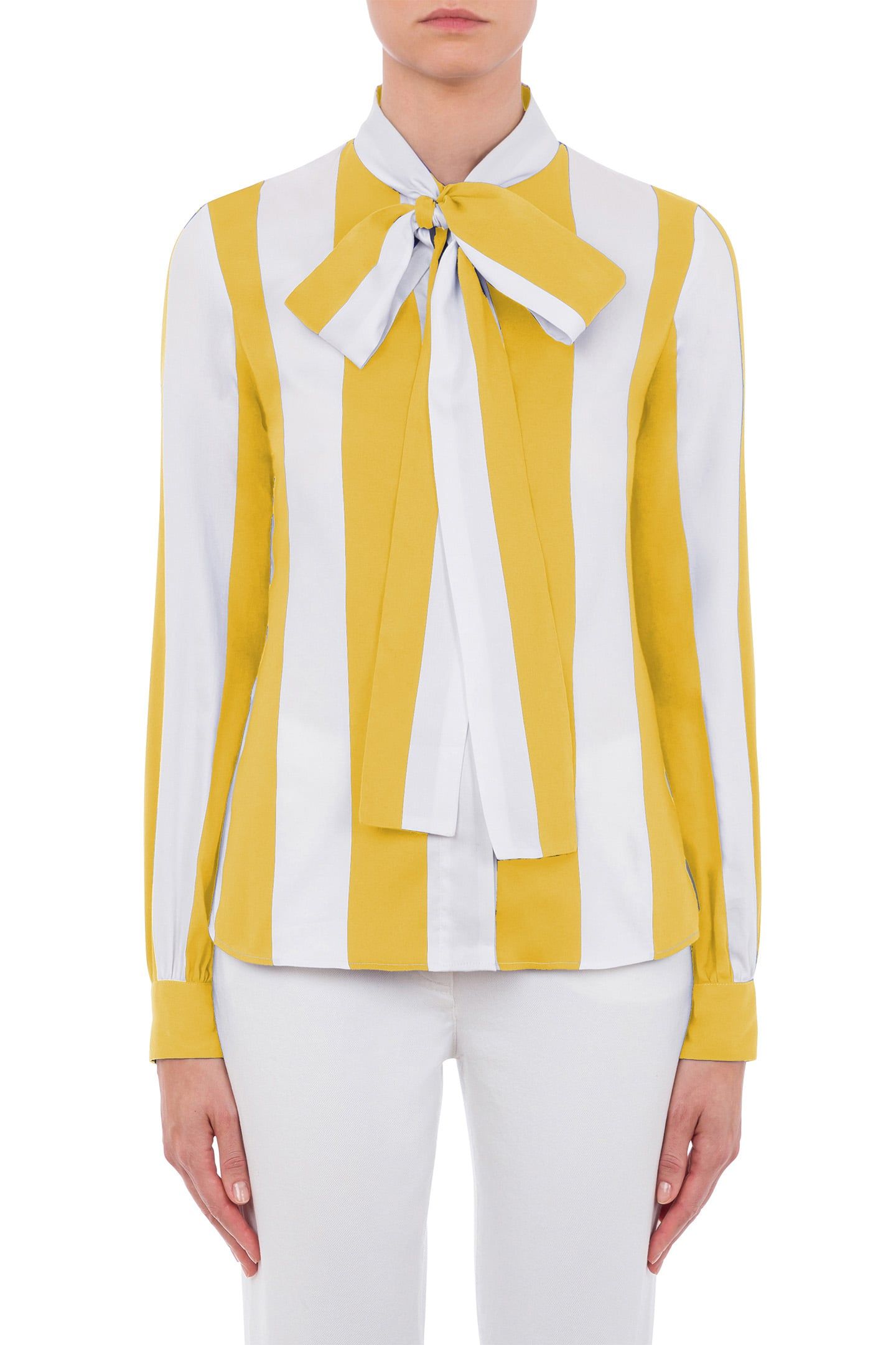 STRIPED SHIRT IN COTTON AND SILK BARRÈ YELLOW 1