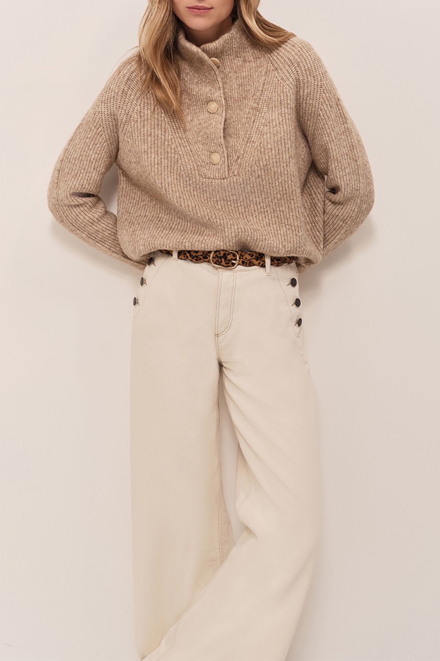 TRINITE - KNITTED SANDCASTLE JUMPER WITH BUTTONED TRUCKER NE 5