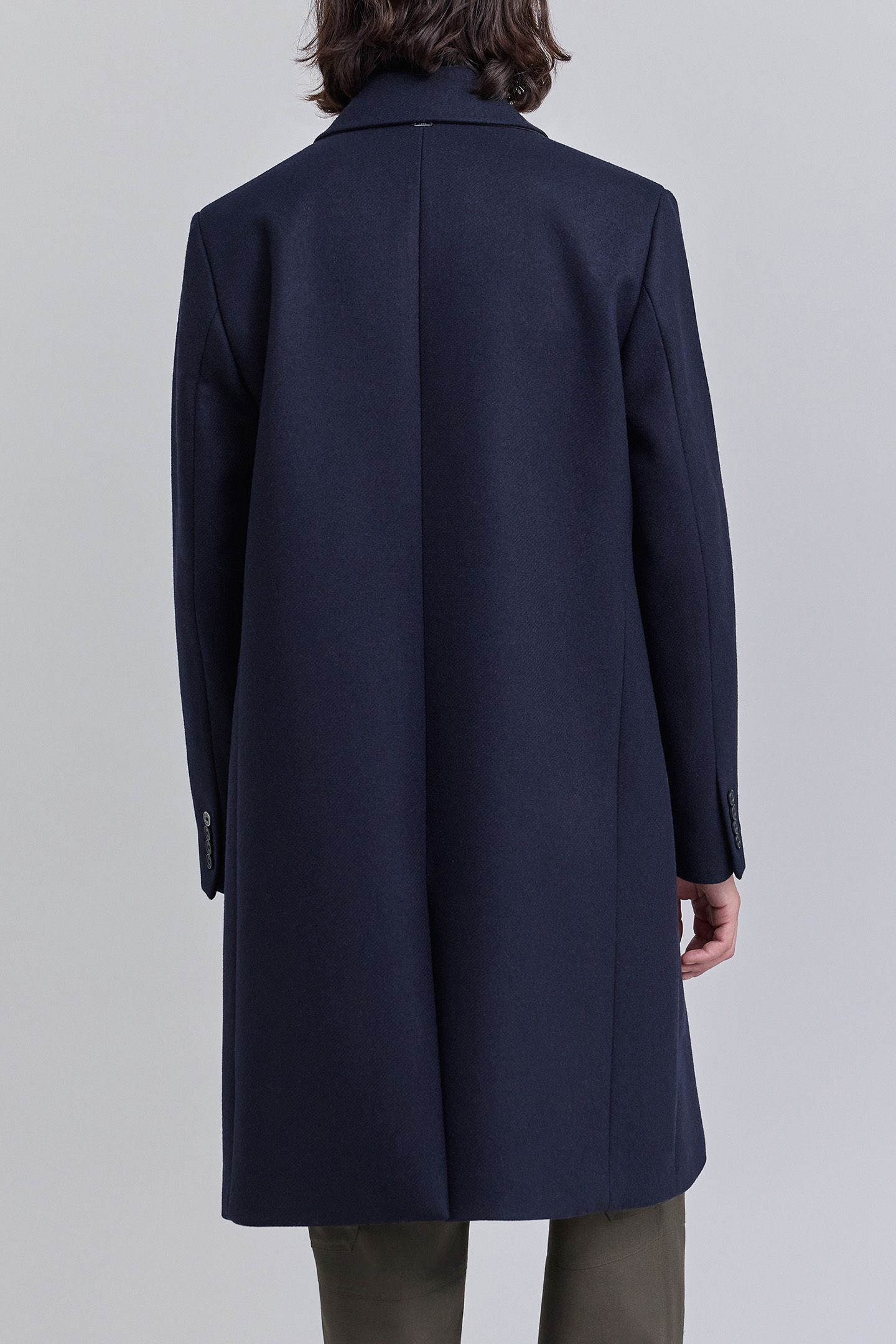 LONG NAVY BLUE DOUBLE-BREASTED COAT 2