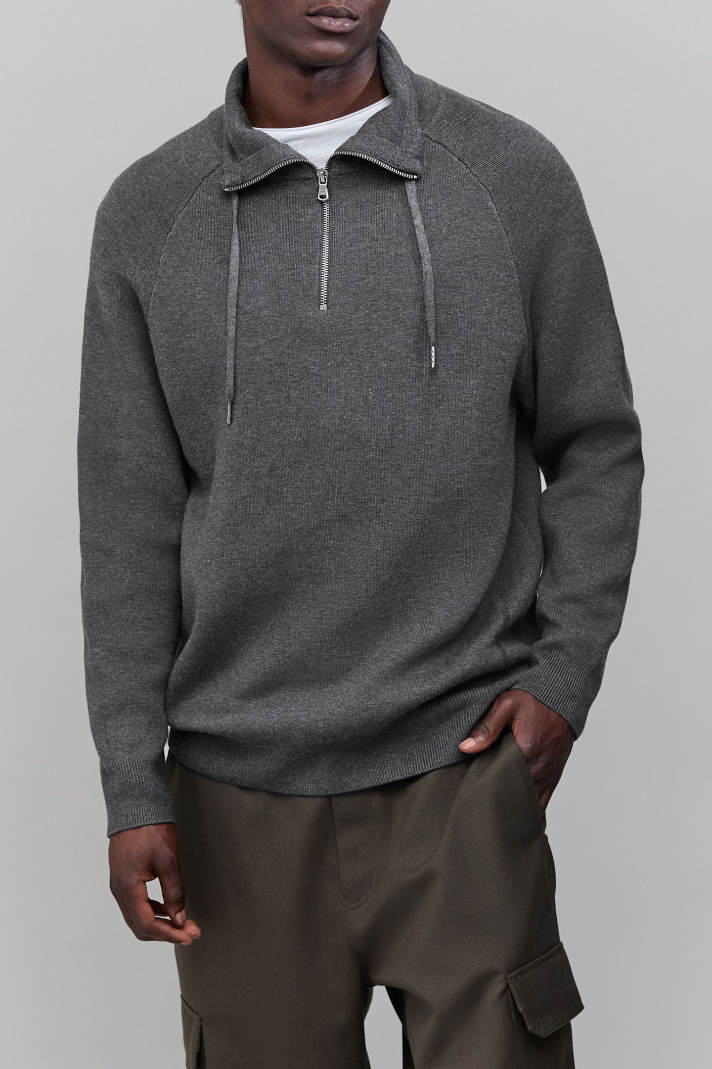CONCRETE KNIT TRUCKER-NECK SWEATER 1
