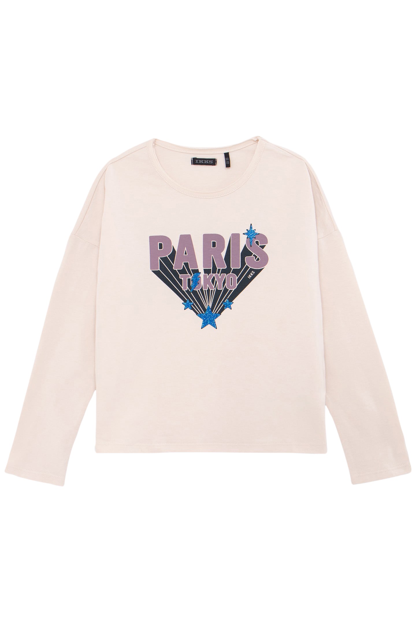 GIRL'S ECRU MESSAGE T-SHIRT WITH GLITTER STARS 1