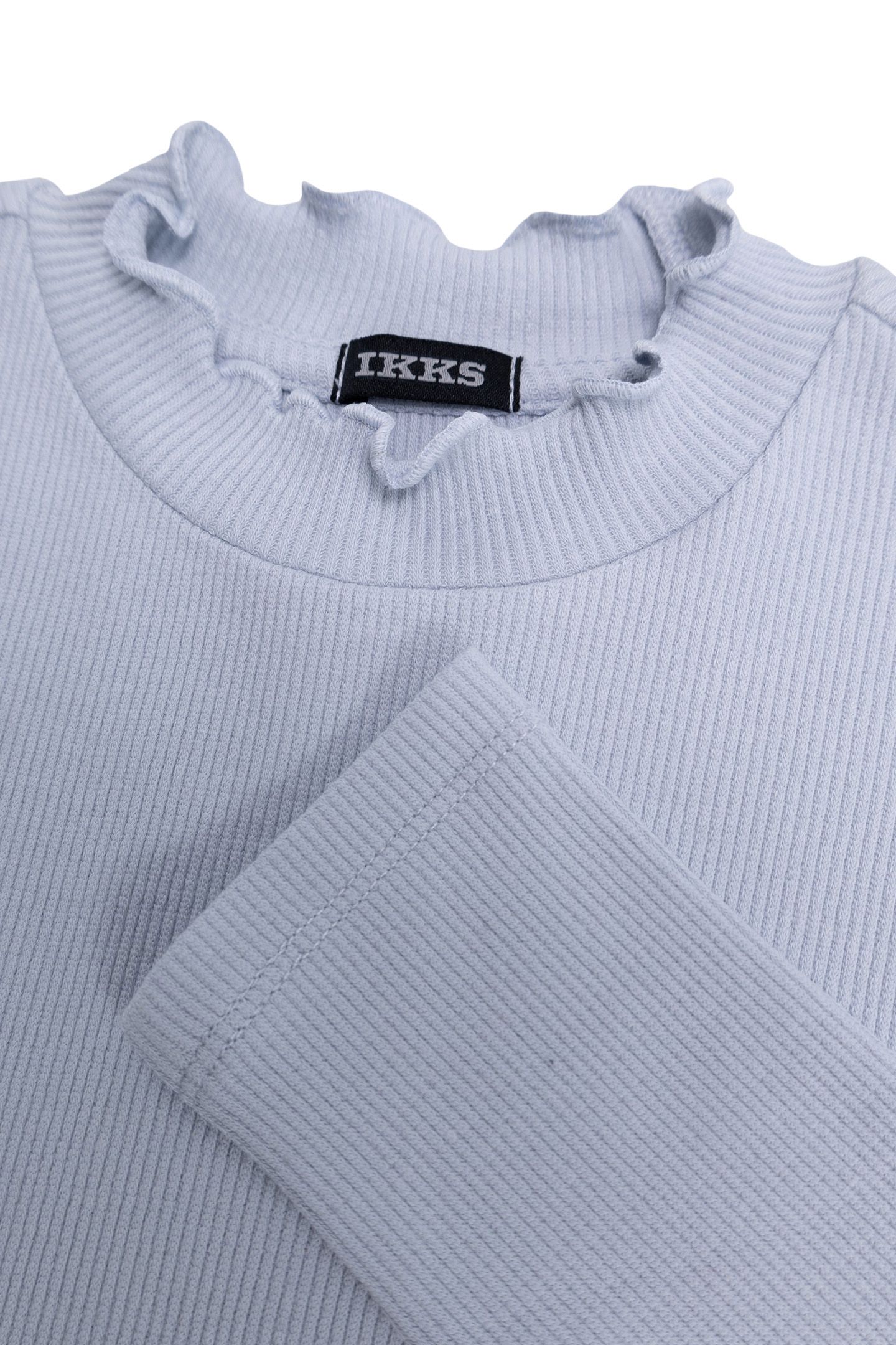 GIRLS' SKY-BLUE RIB-KNIT T-SHIRT 3