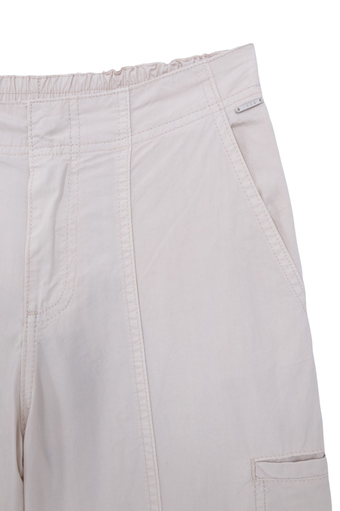 GIRL'S BATTLE UPCYCLED BEIGE PARACHUTE PANTS 4