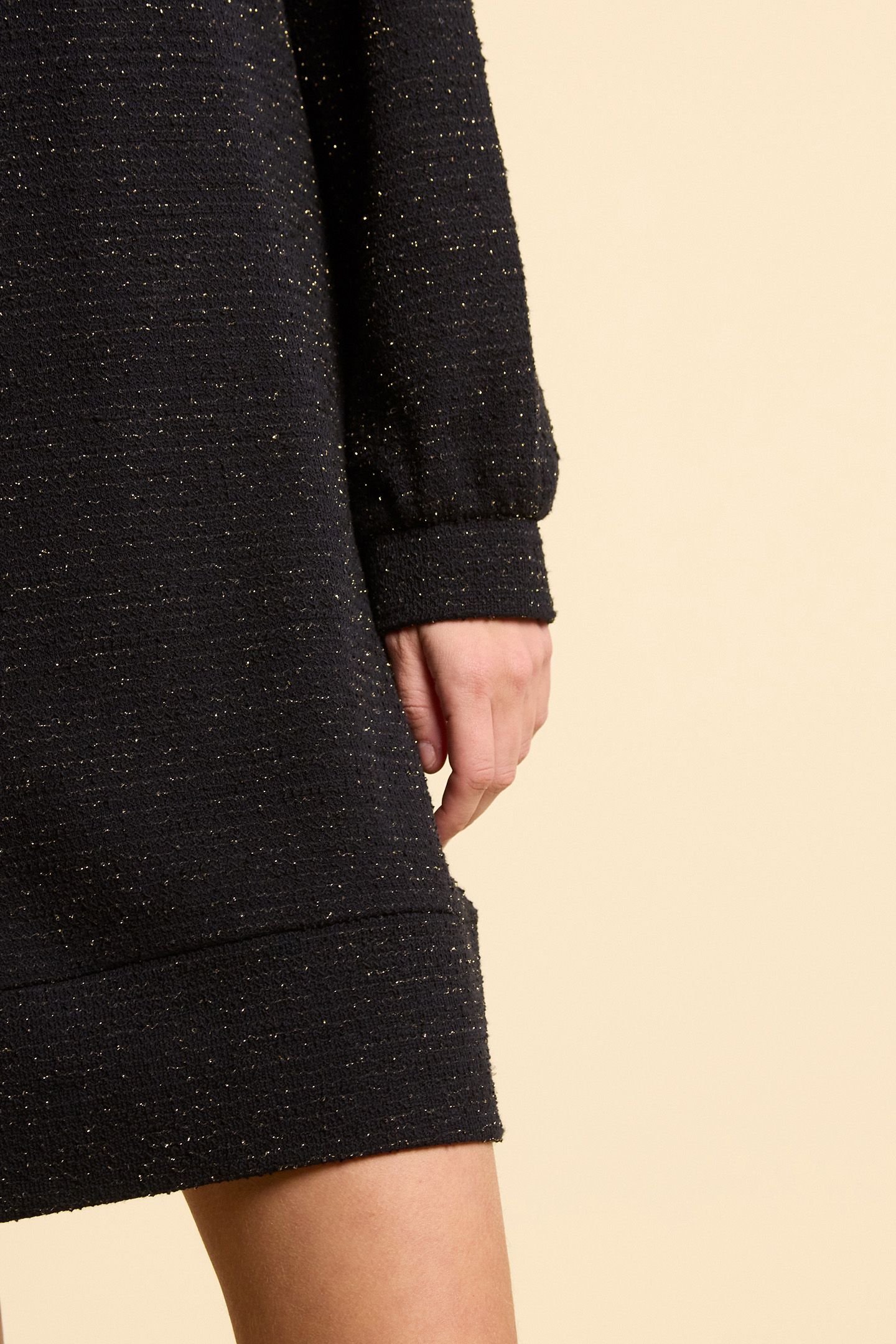 BLACK KNIT DRESS WITH GOLD STRIPES 4