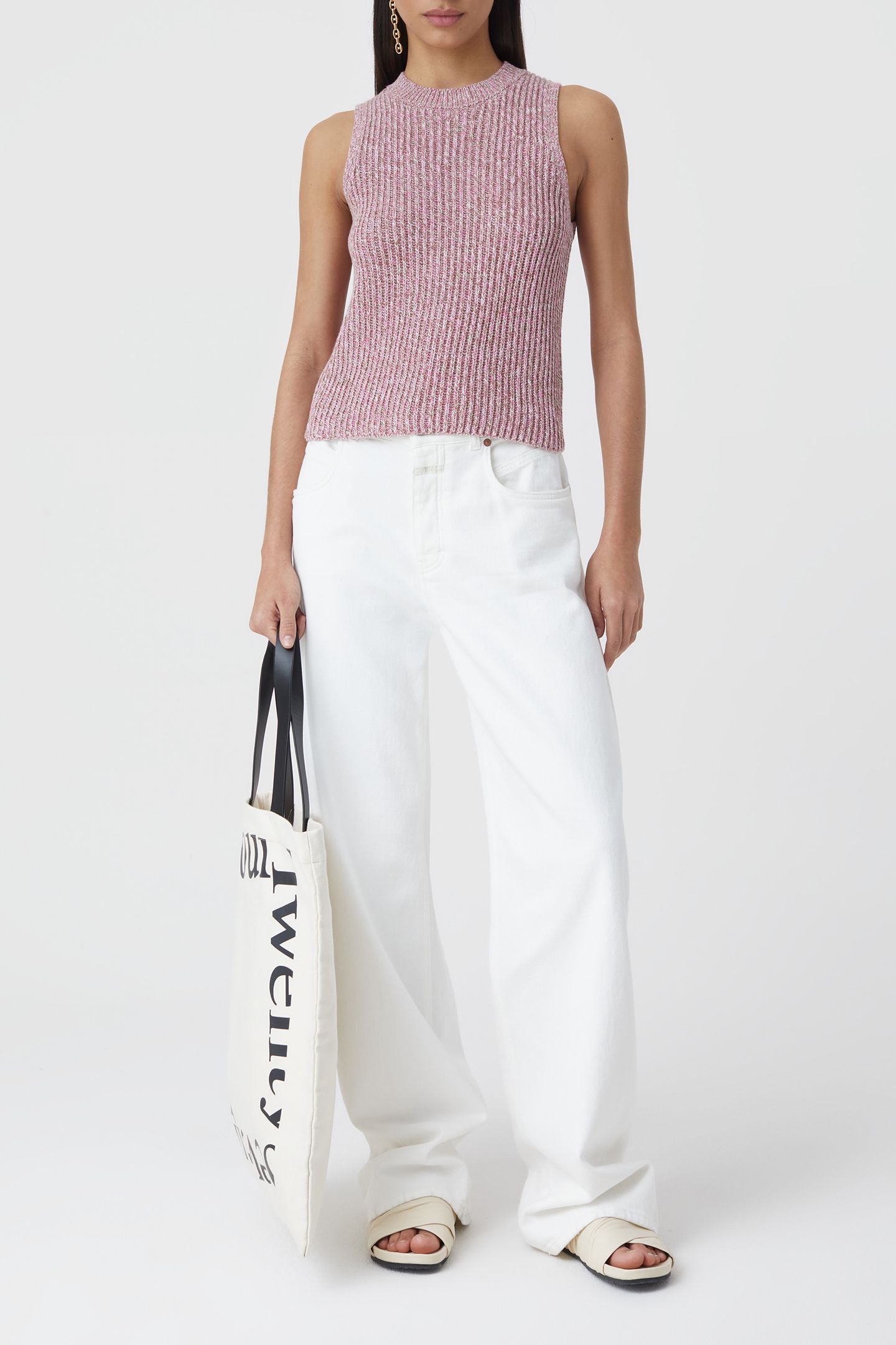 CREW NECK RACER TOP KNITS PINK LILIES 3