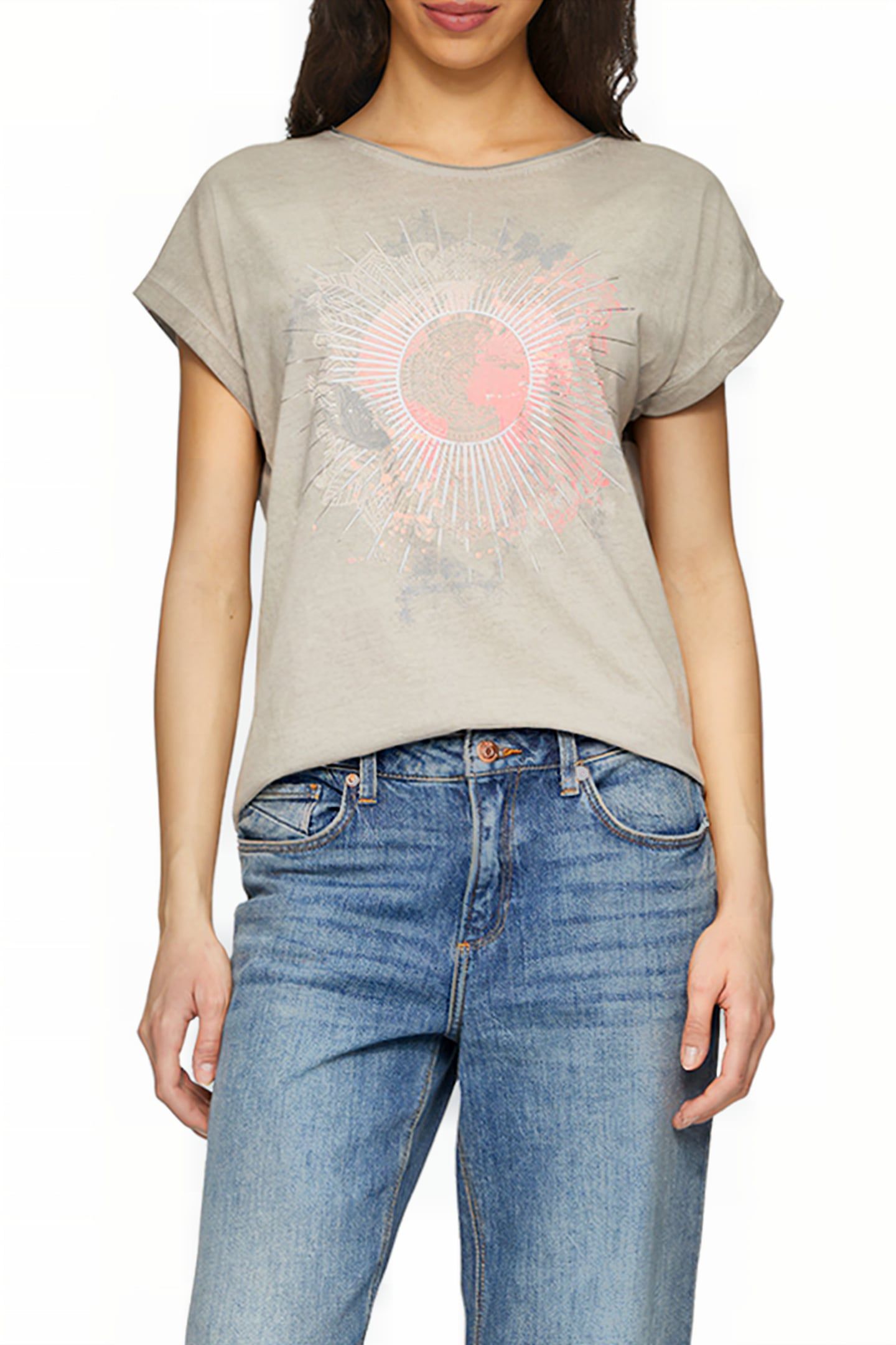 S.OLIVER-QS T-SHIRTS GREY/BLACK 1