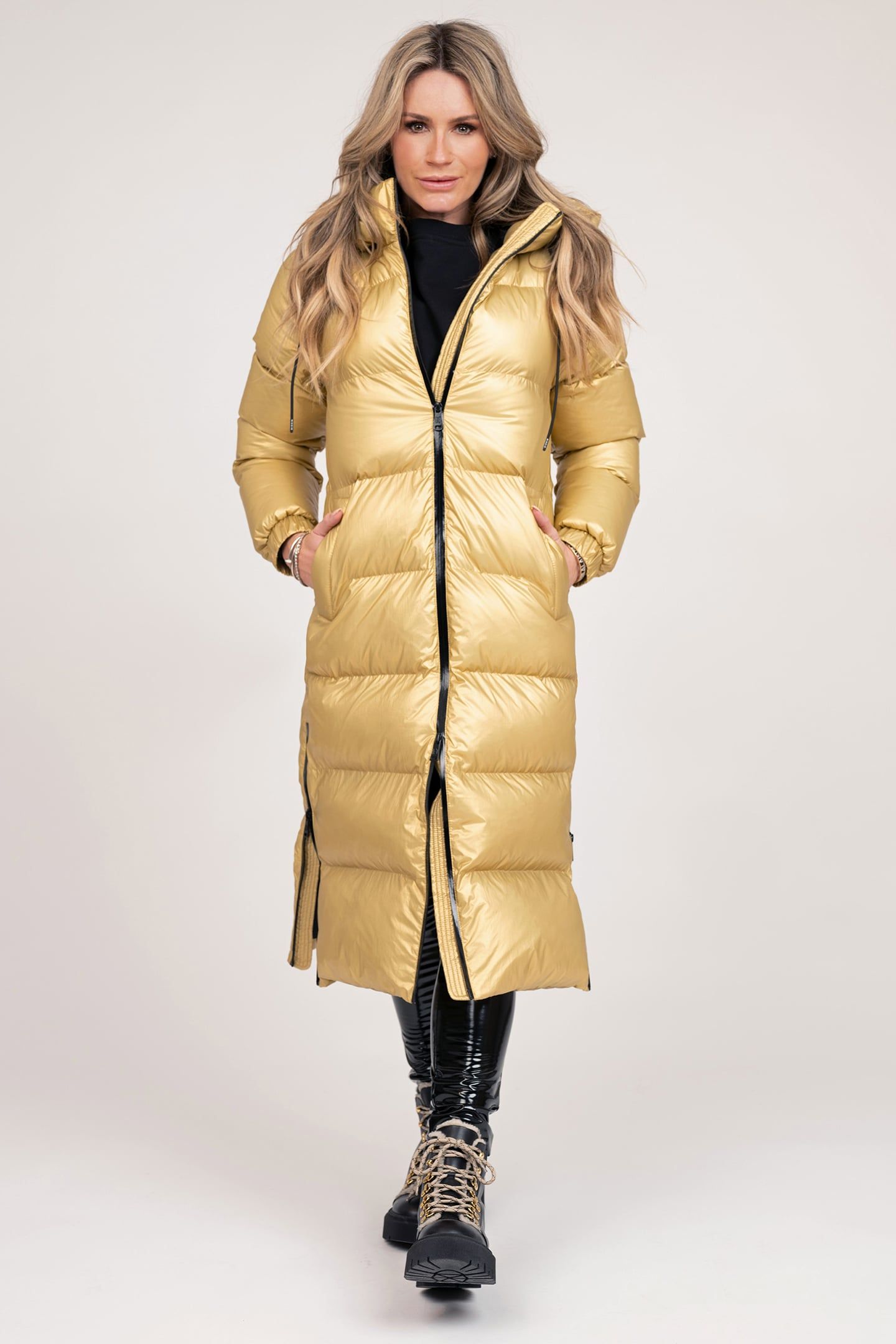 ELISTA LONG PUFFER COAT GOLD 1