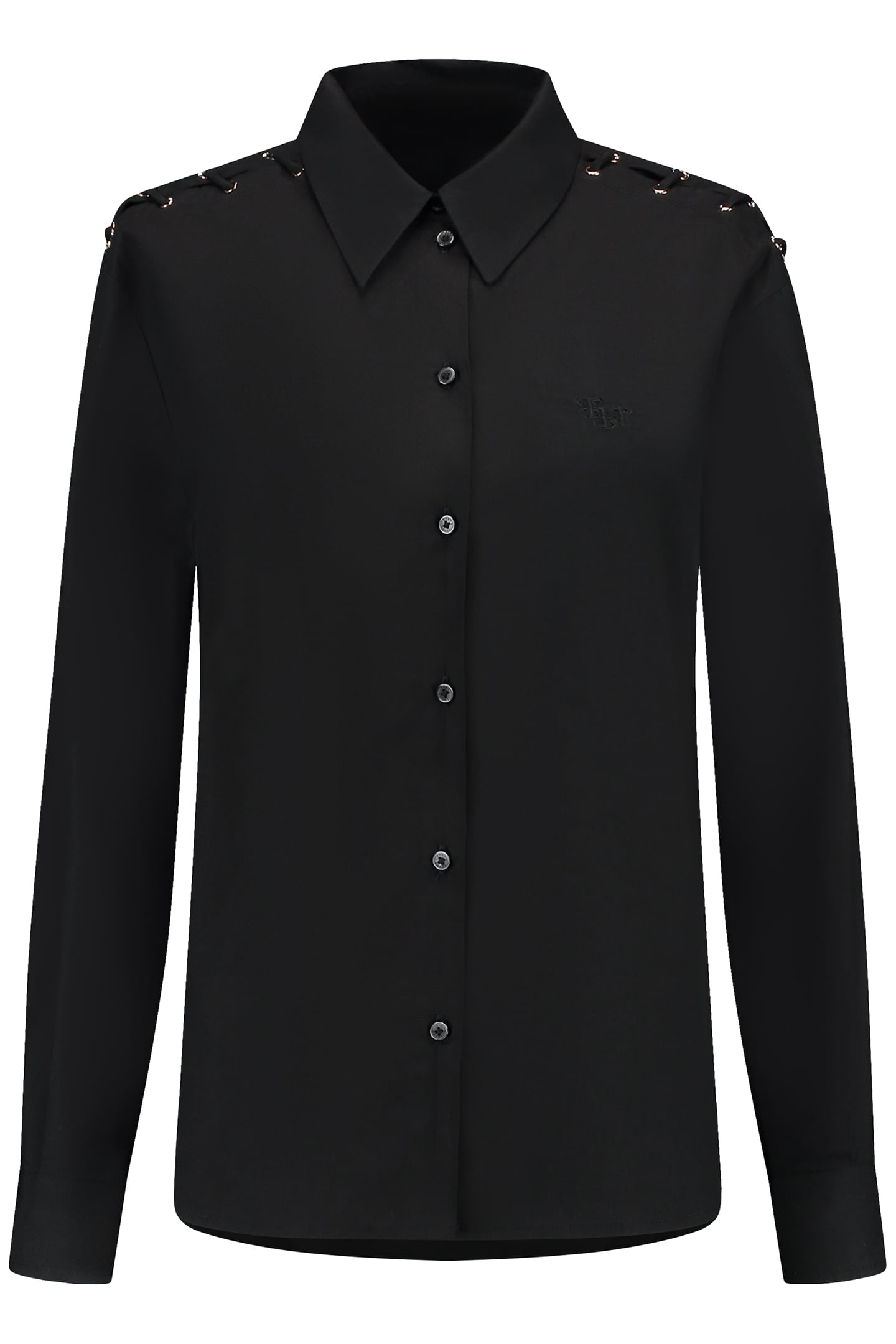 DEJA LACE-UP BLOUSE BLACK 1