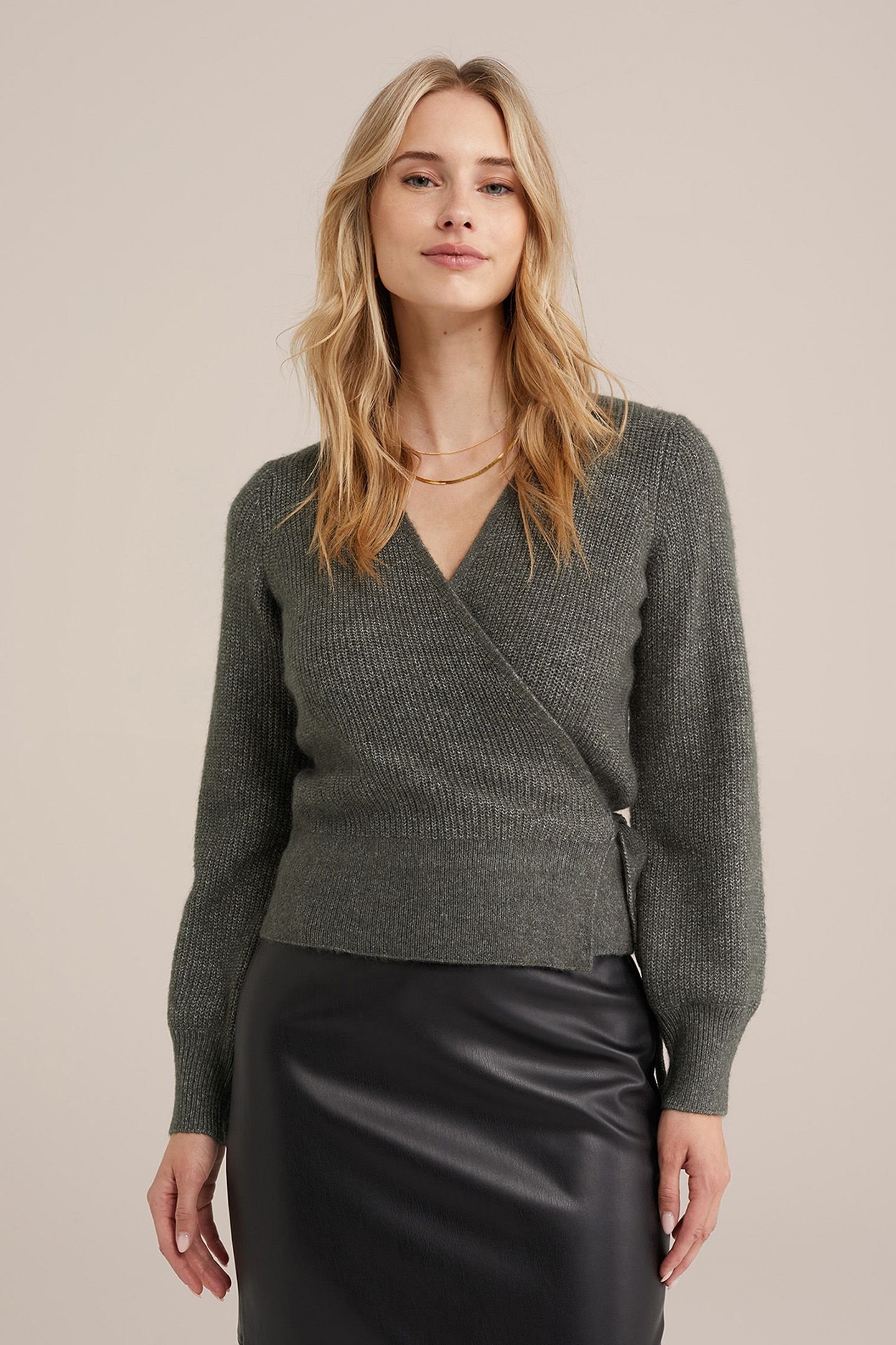 WRAP CARDIGAN GREYISH GREEN 1