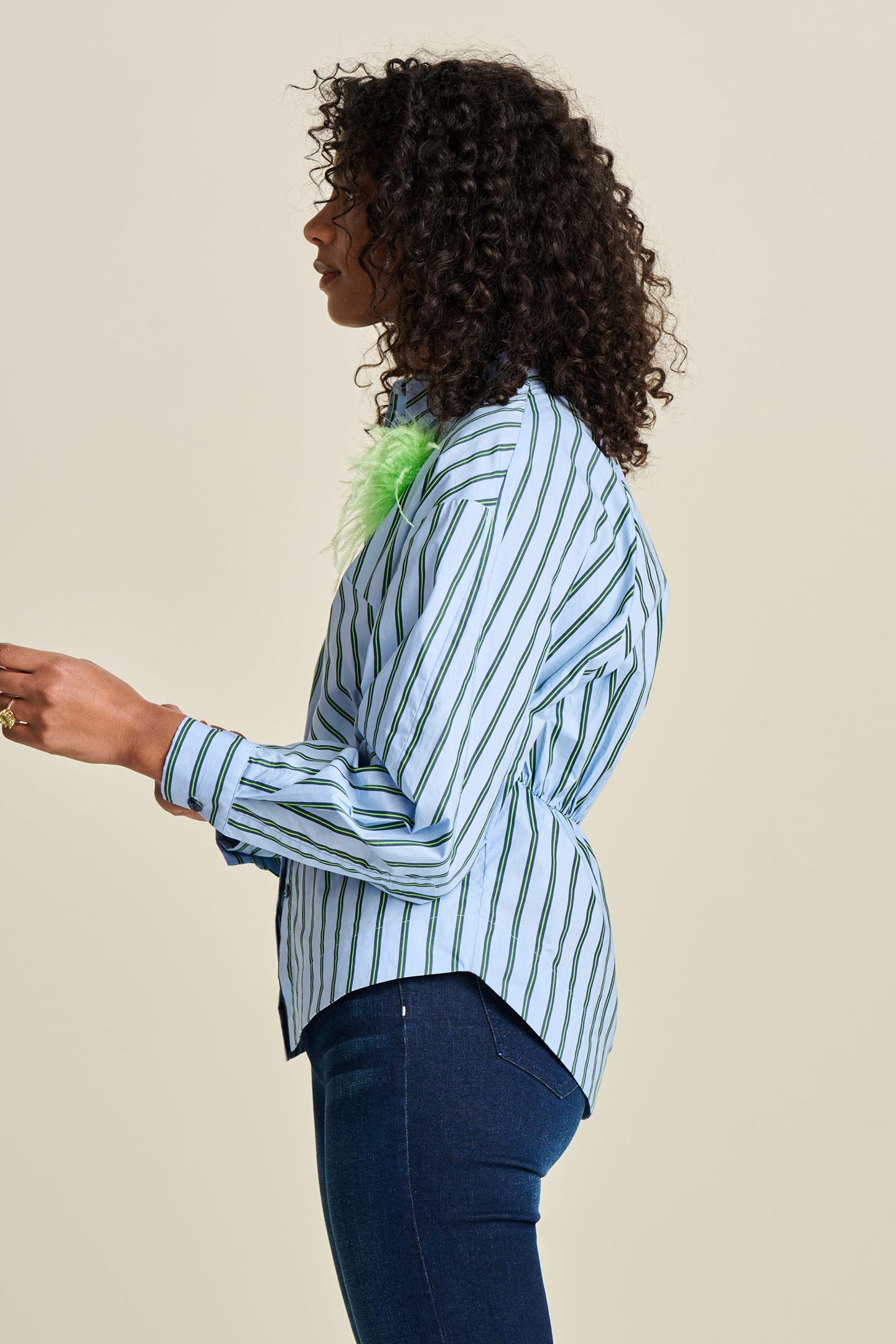 BLOUSE - STRIPED POPLIN CLOUDY BLUE 4
